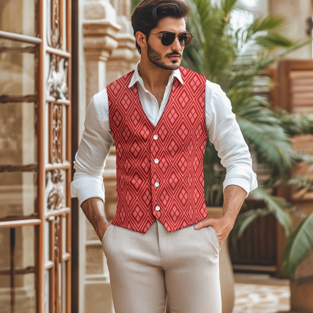 Wagara - Hishi Red Suit vest jacket