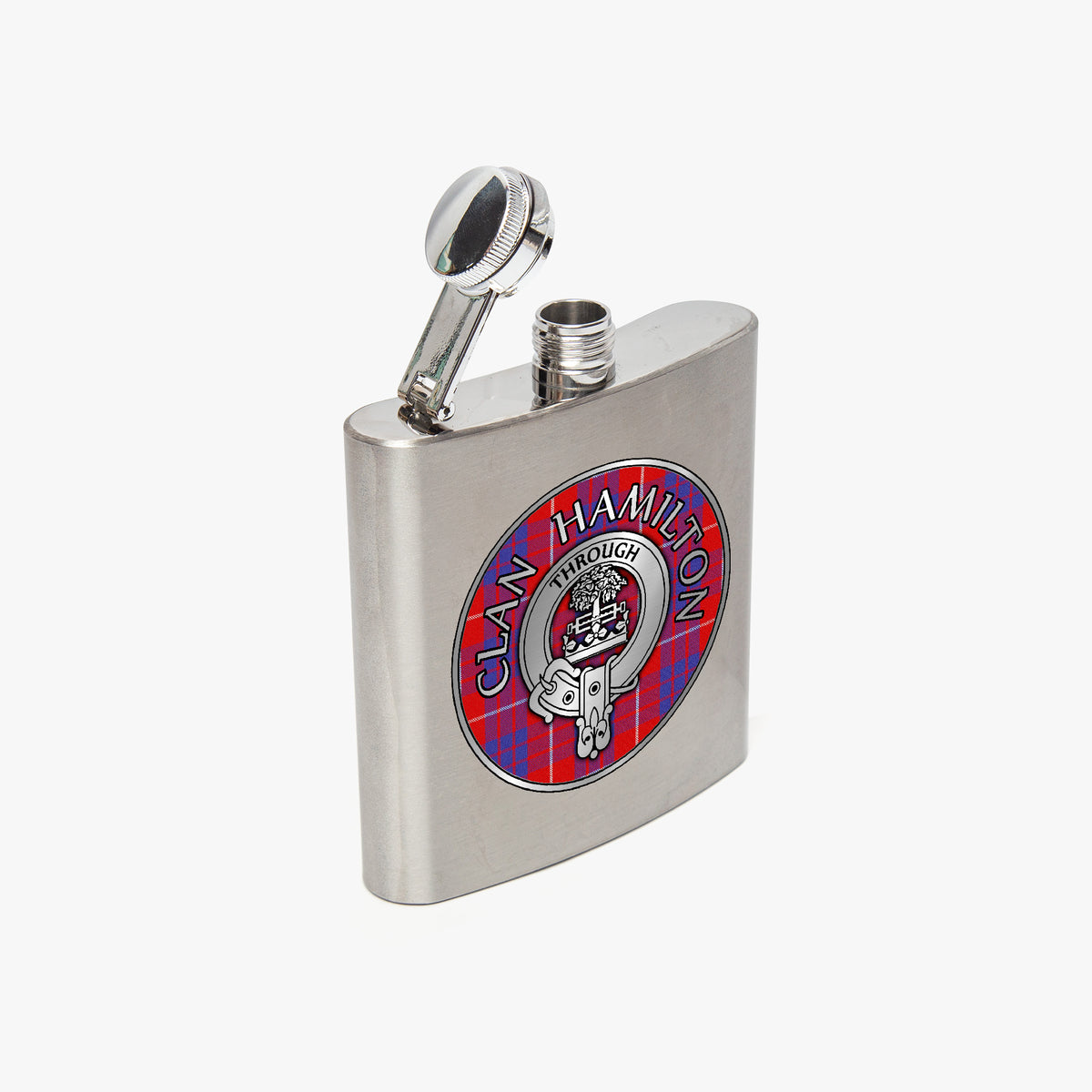 Clan Hamilton Crest & Tartan 7oz Stainless Steel Hip Flask