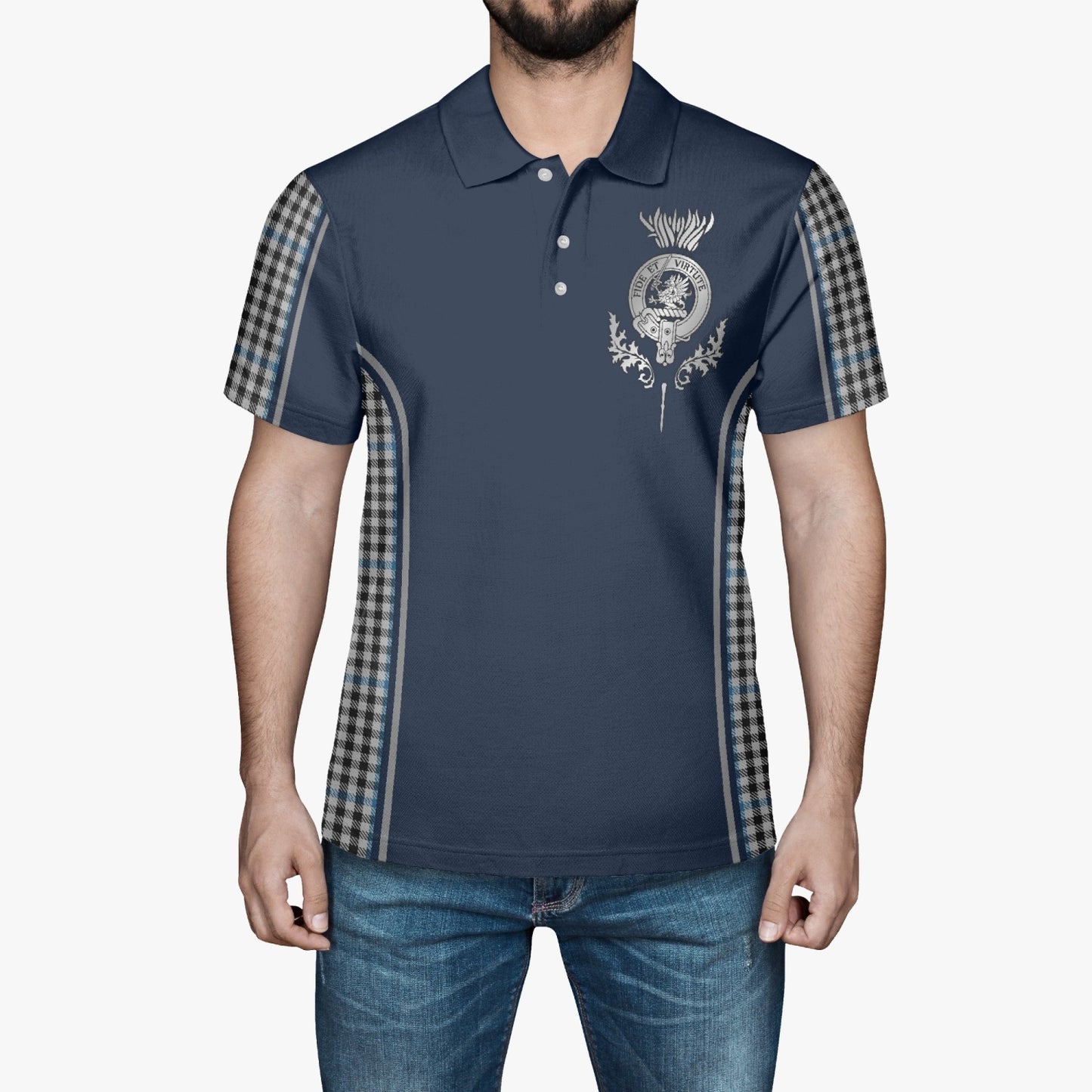 Clan Gladstone Crest & Tartan Polo Shirt