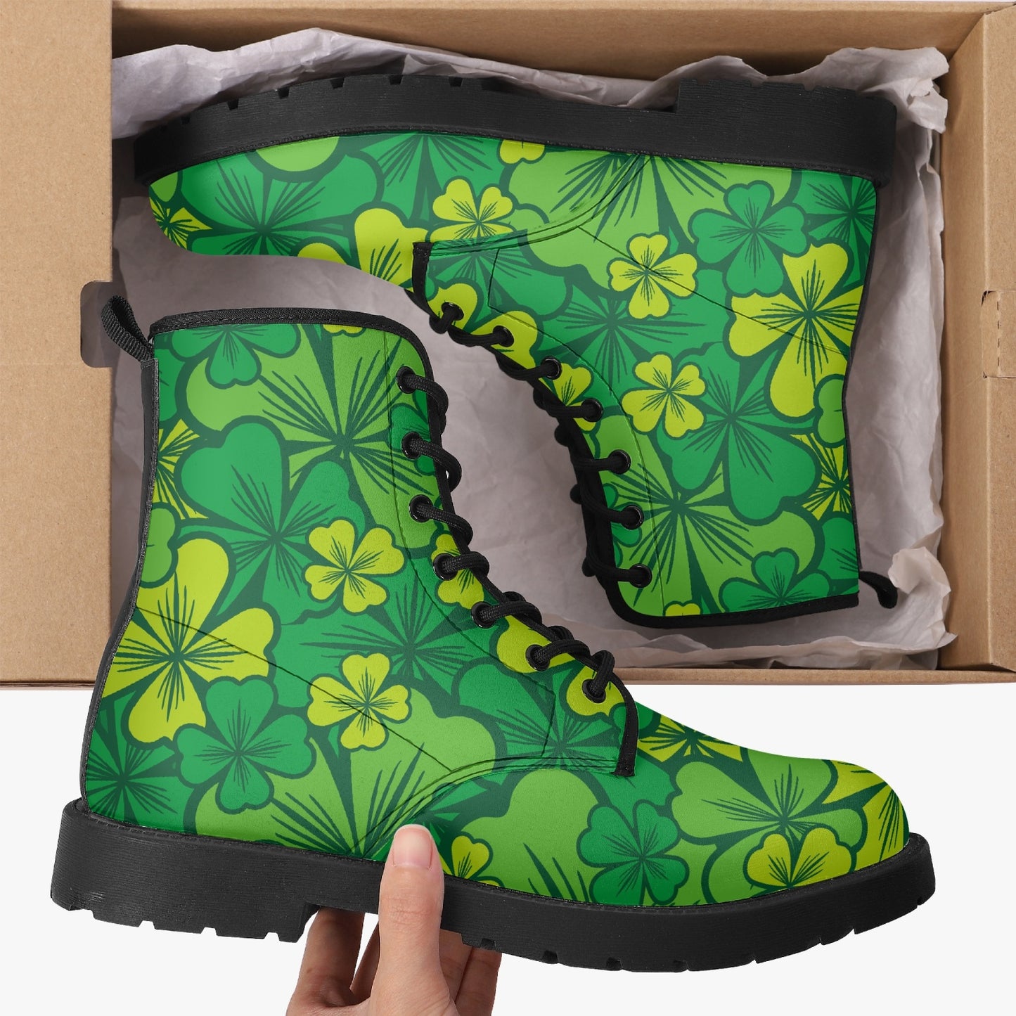 Irish Shamrock Leather Boots