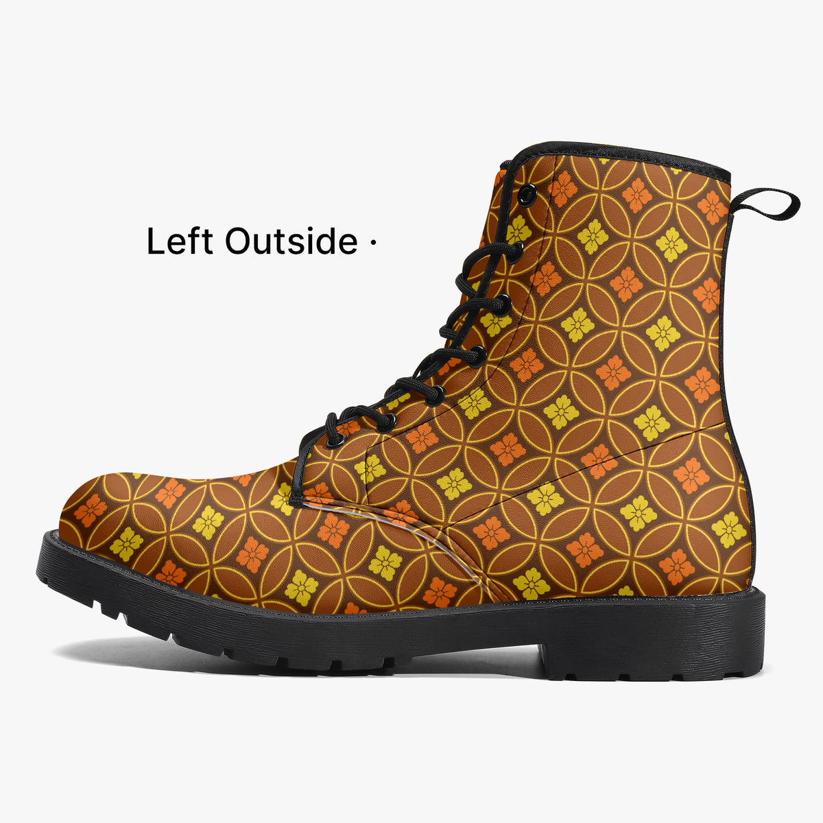 Japanese Wagara - Seigaiha Orange - PU Leather Boots