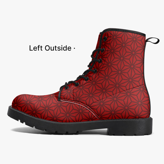 Japanese Wagara - Asoha Red - PU Leather Boots