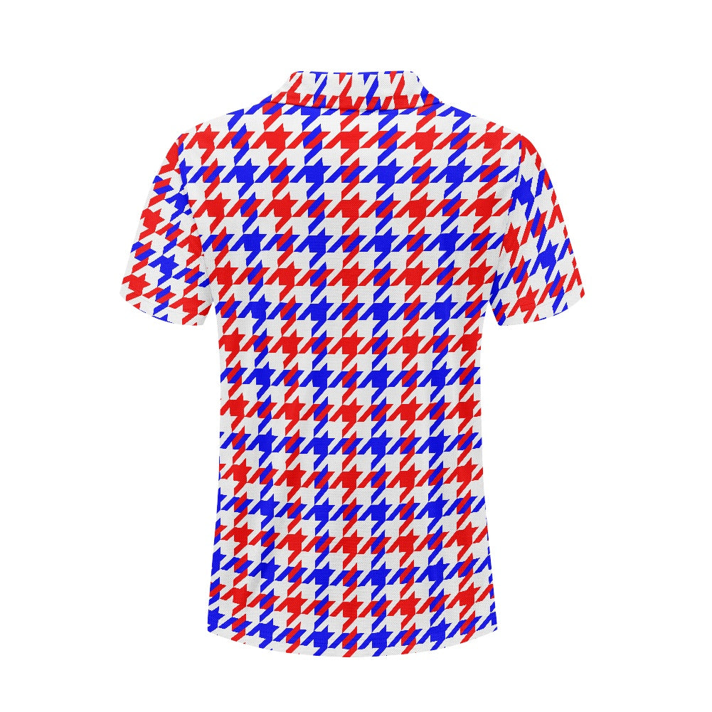 Red White Blue Houndstooth Polo shirt