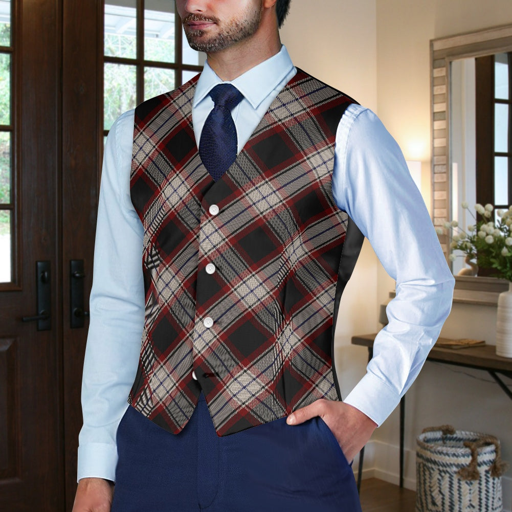 Breizh | Breton | Bretagne Bro-Wened Tartan Bias Suit vest jacket