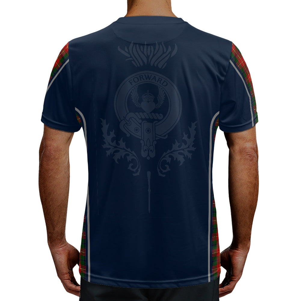 Clan Douglas Roxburgh Tartan & Black Douglas Crest Football Shirt