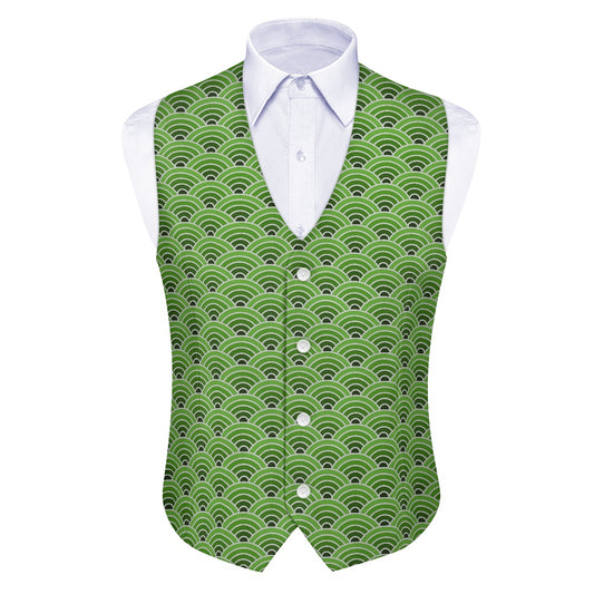 Wagara - Seigaiha Green Suit vest jacket