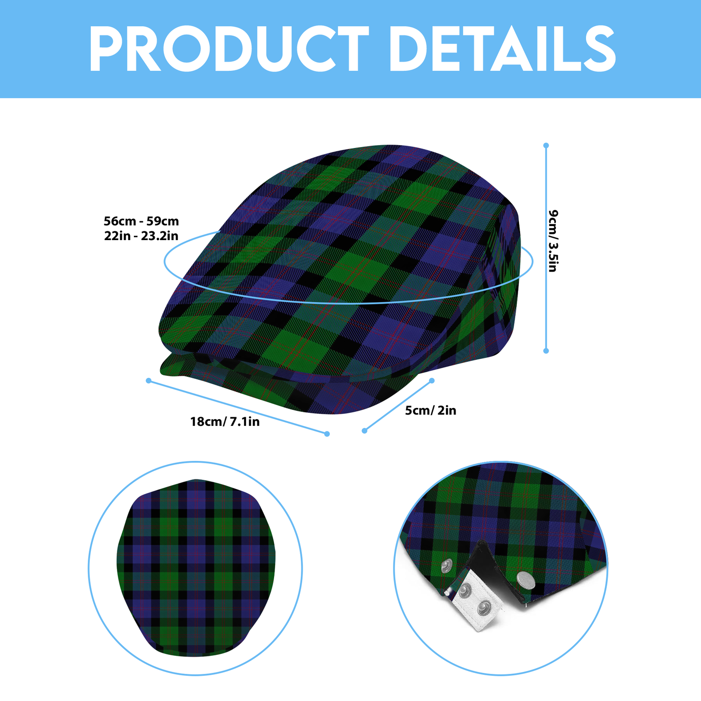 Clan Blair Tartan Flat Cap