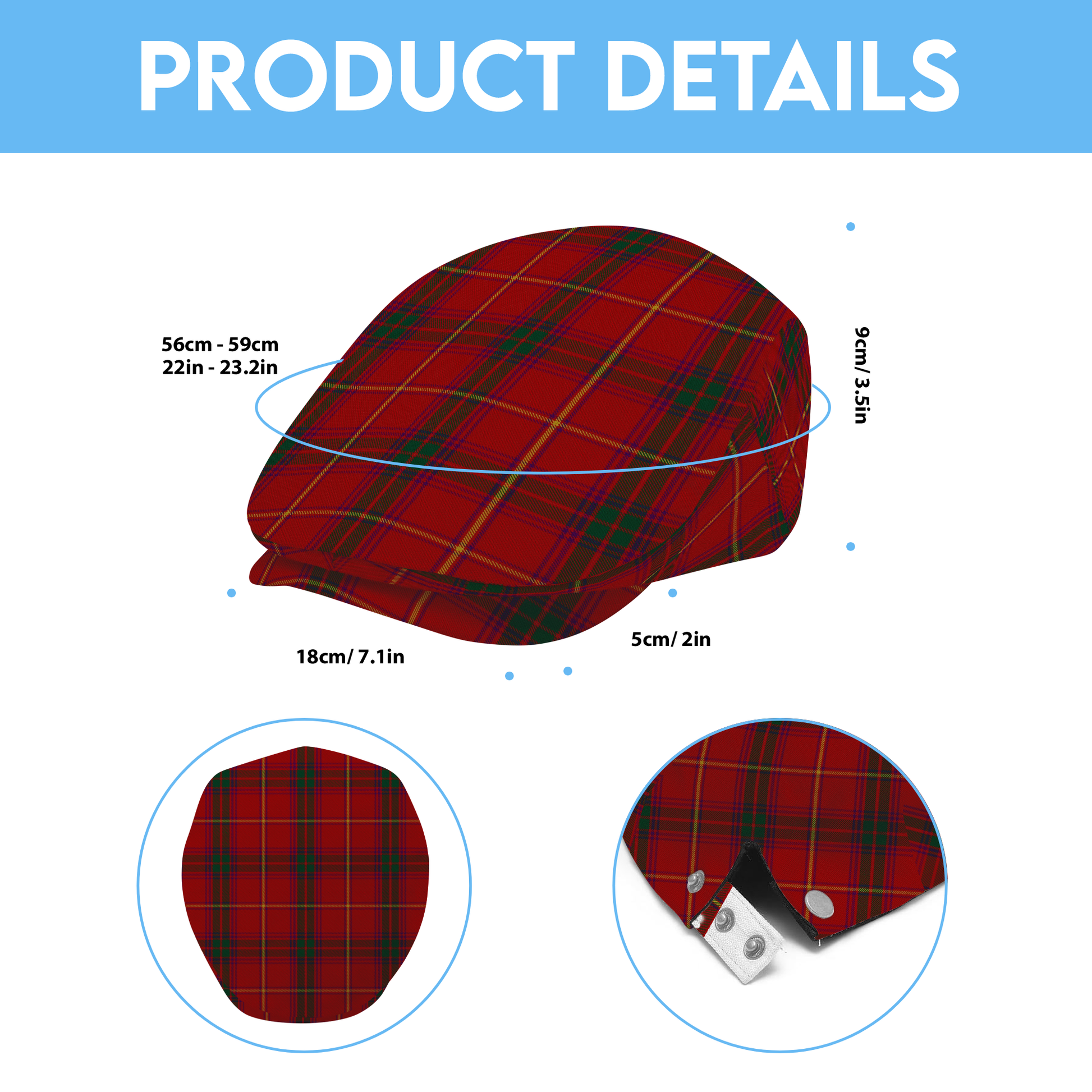 Irish County Galway Tartan Flat Cap