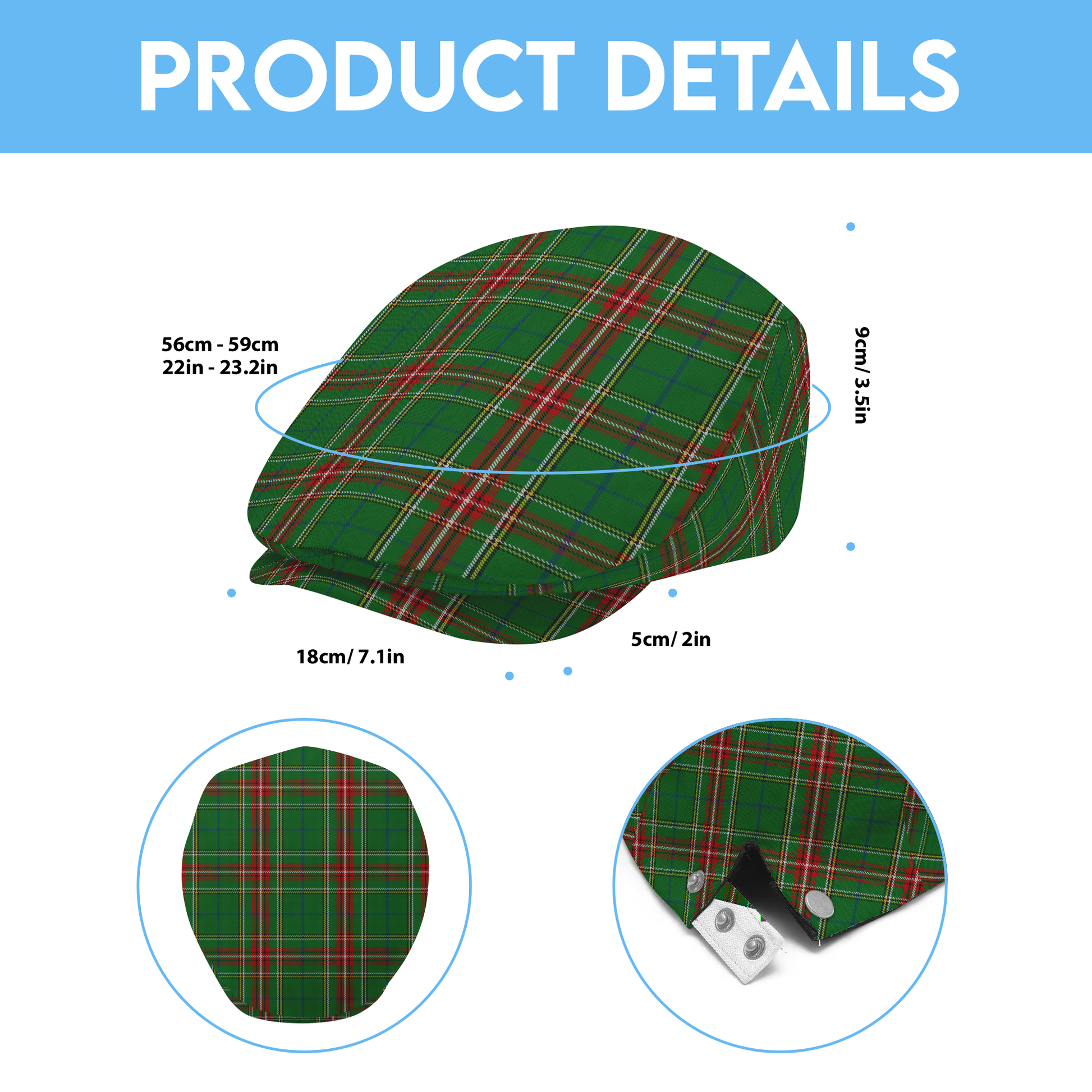Clan Steel Tartan Flat Cap