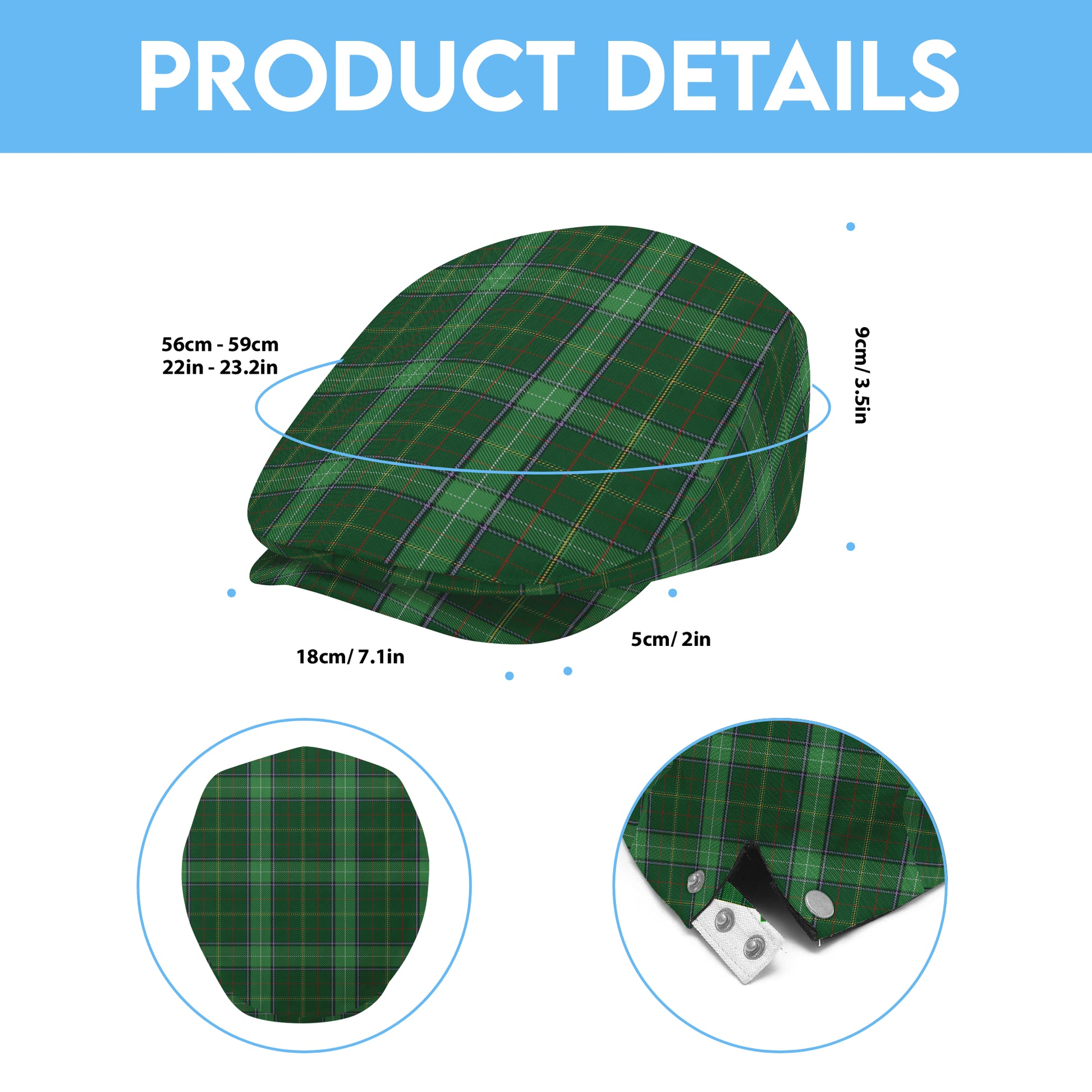 Walsh of Wales Tartan Flat Cap