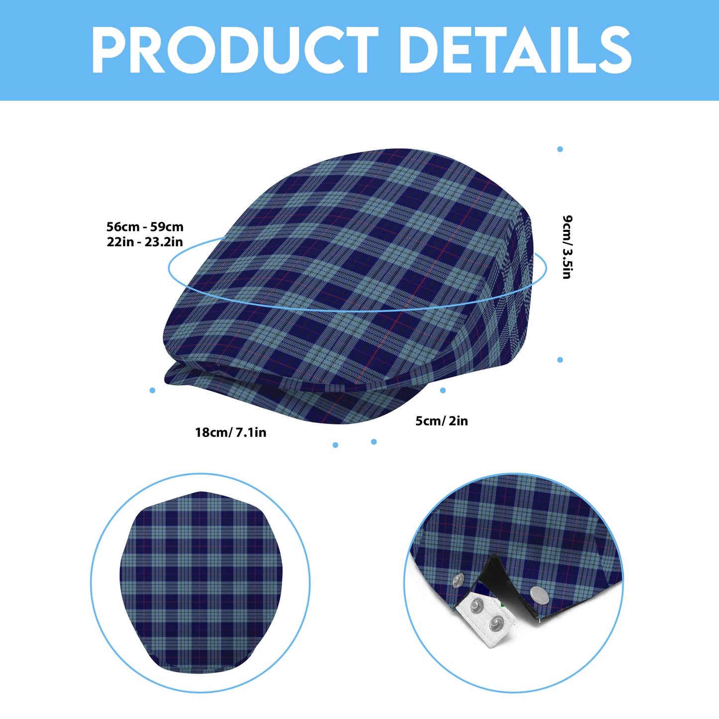 Roberts of Wales Tartan Flat Cap