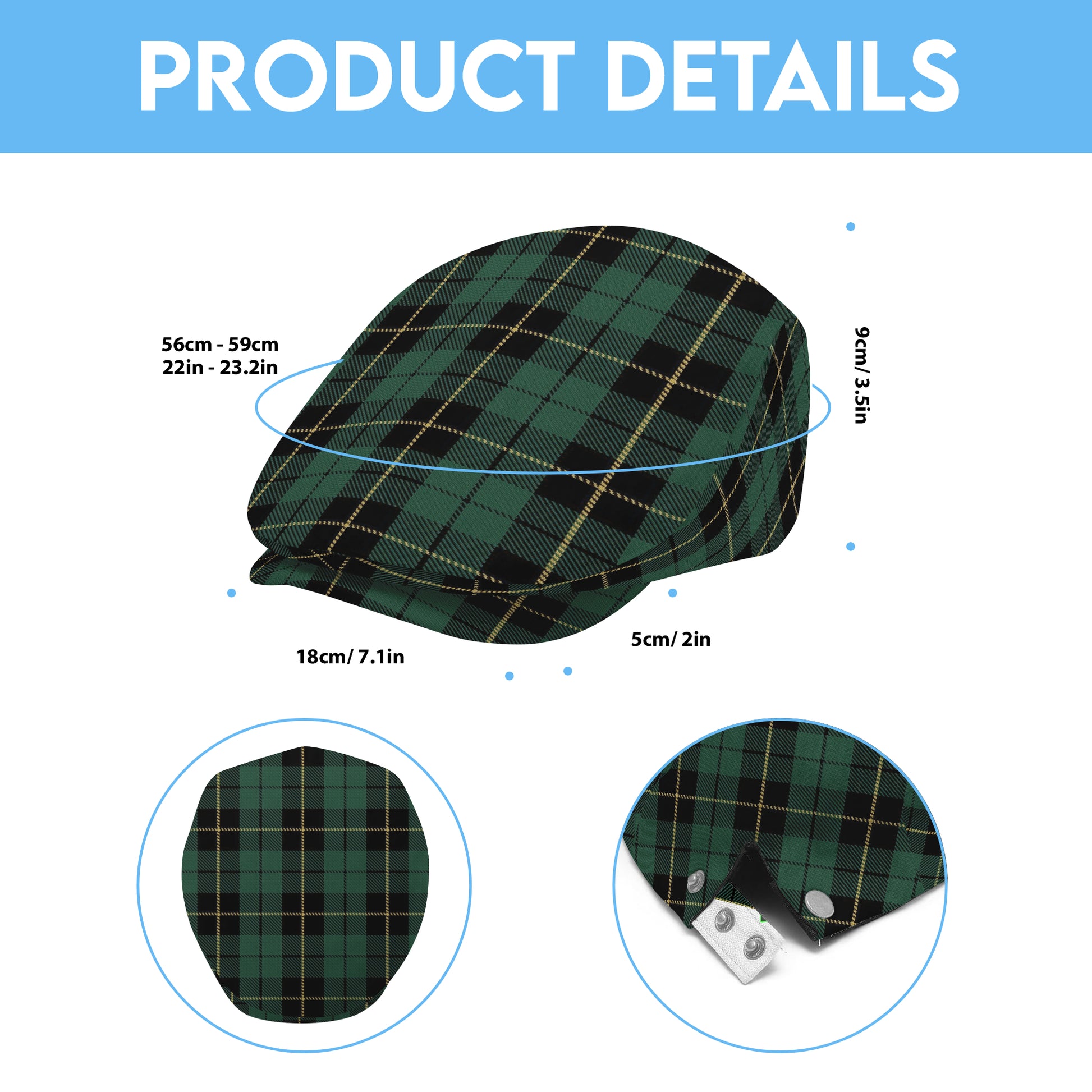 Clan Wallace Hunting Ancient Tartan Flat Cap