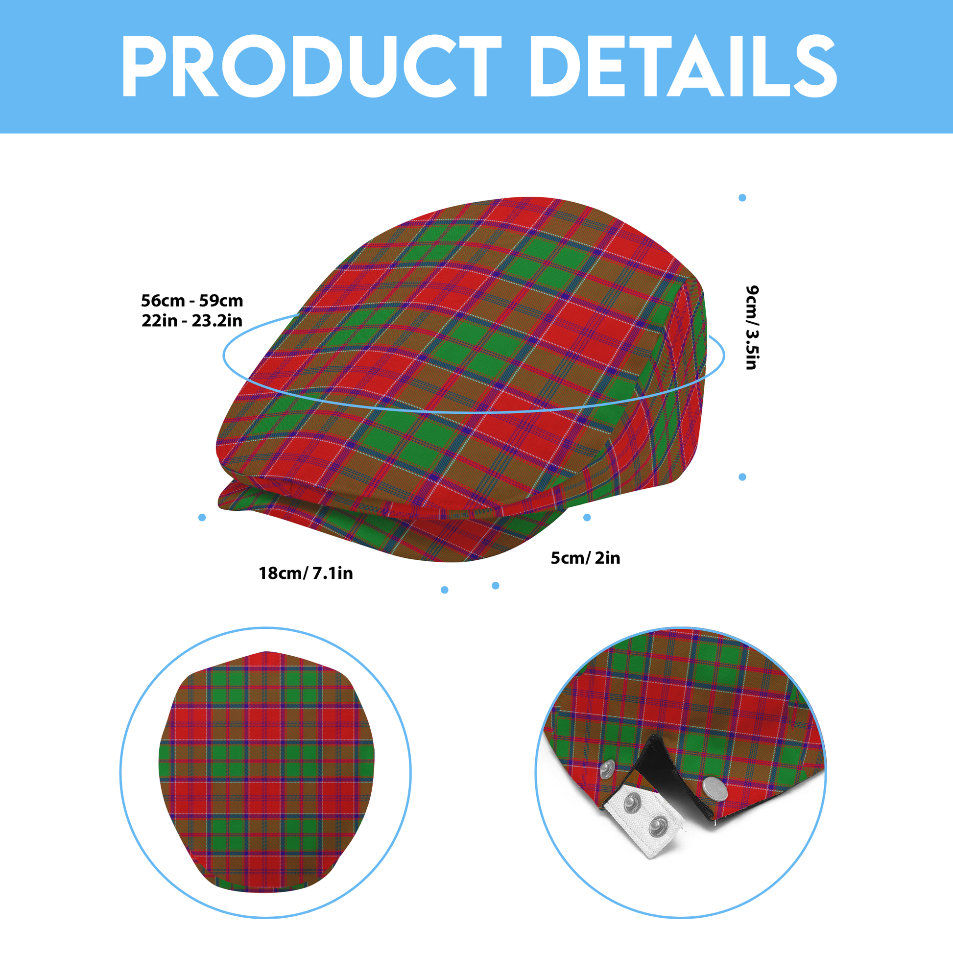Clan Grant Tartan Flat Cap