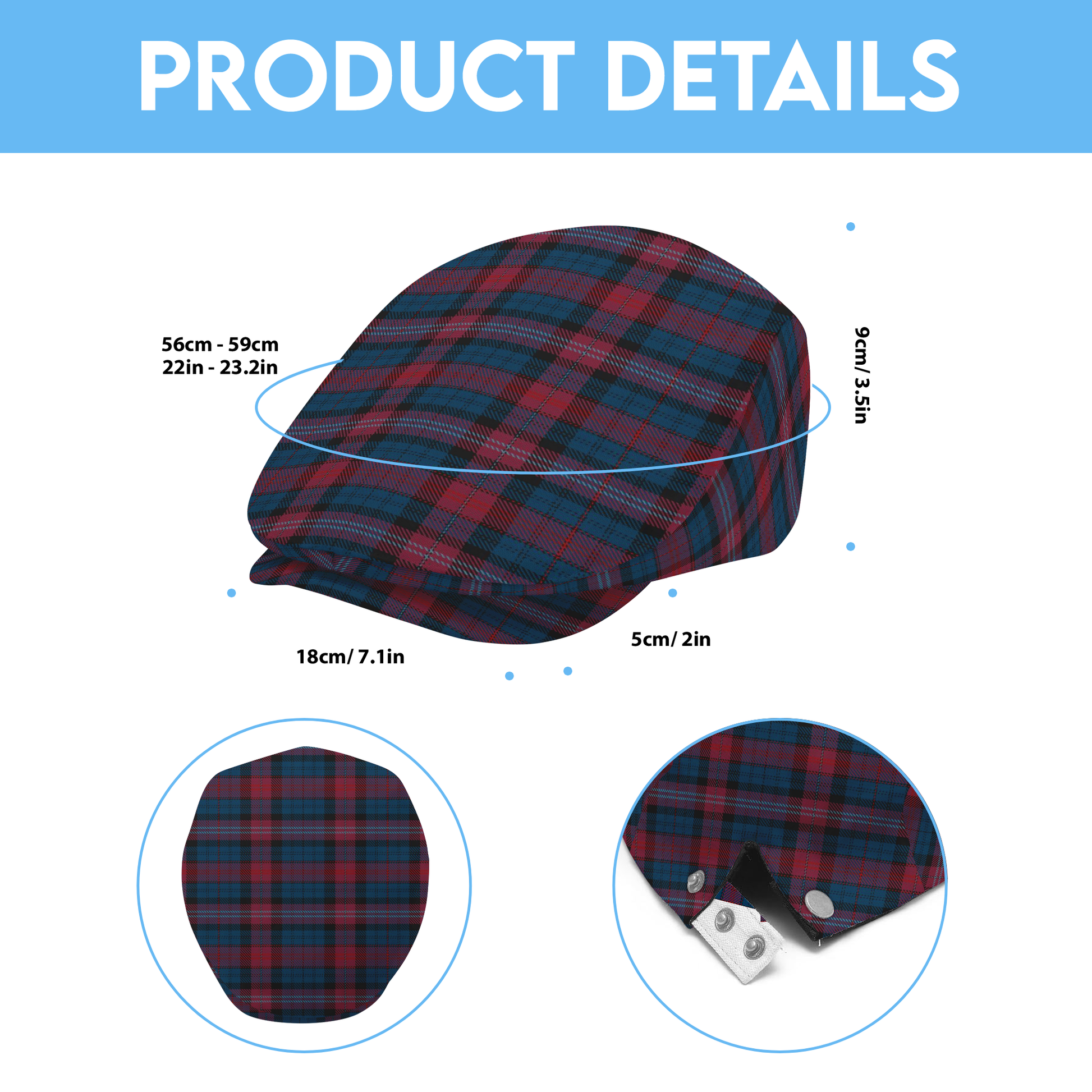 Evans of Wales Tartan Flat Cap
