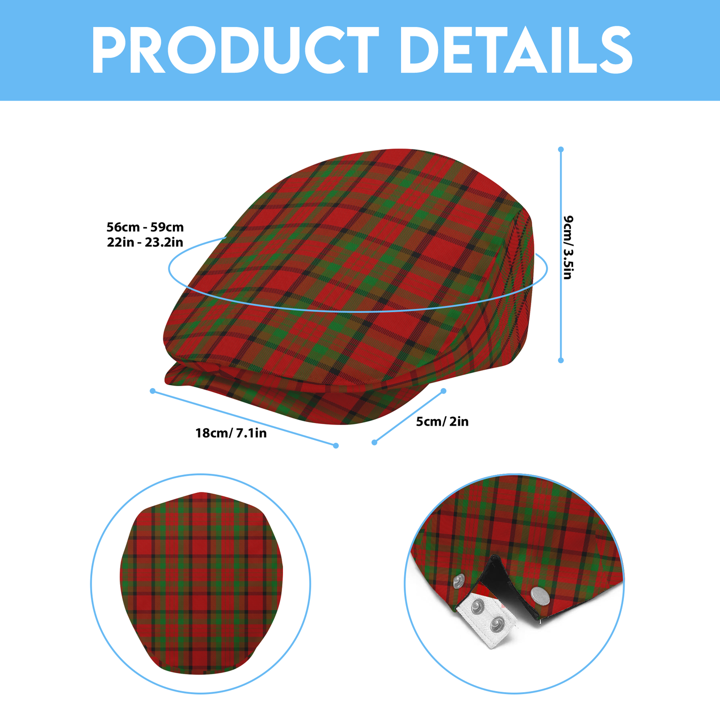 Irish County Tipperary Tartan Flat Cap