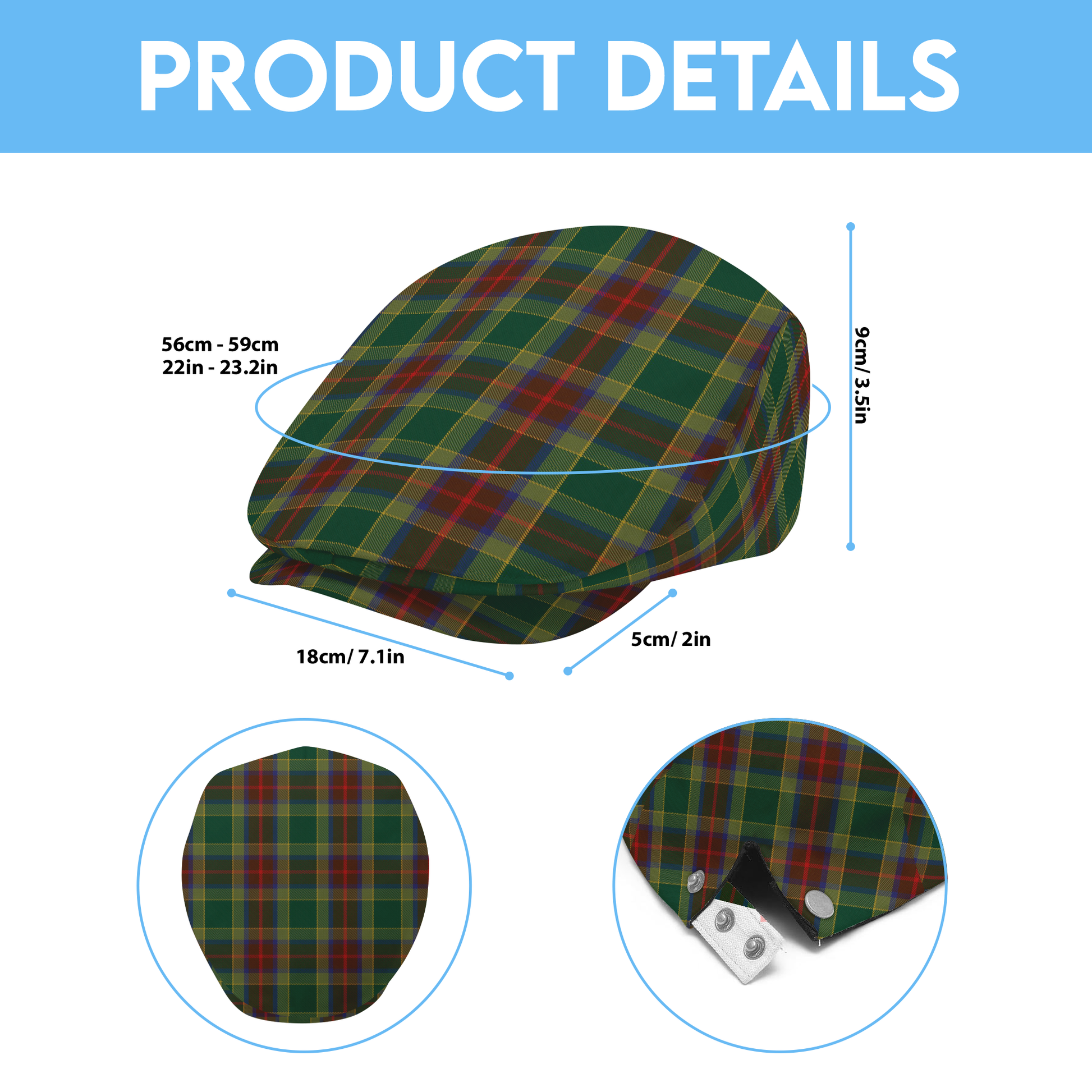 Irish County Waterford Tartan Flat Cap