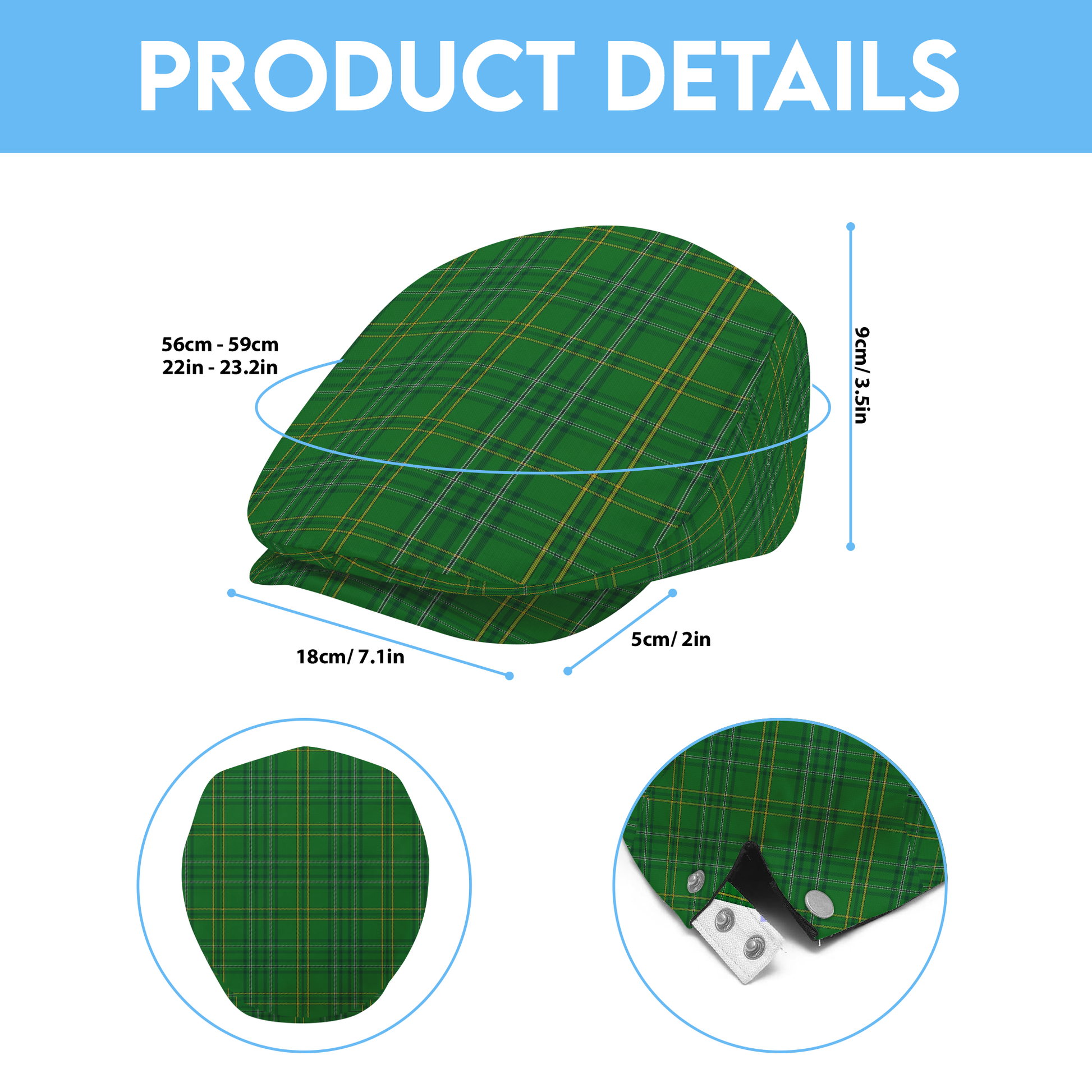 Irish County Wexford Tartan Flat Cap