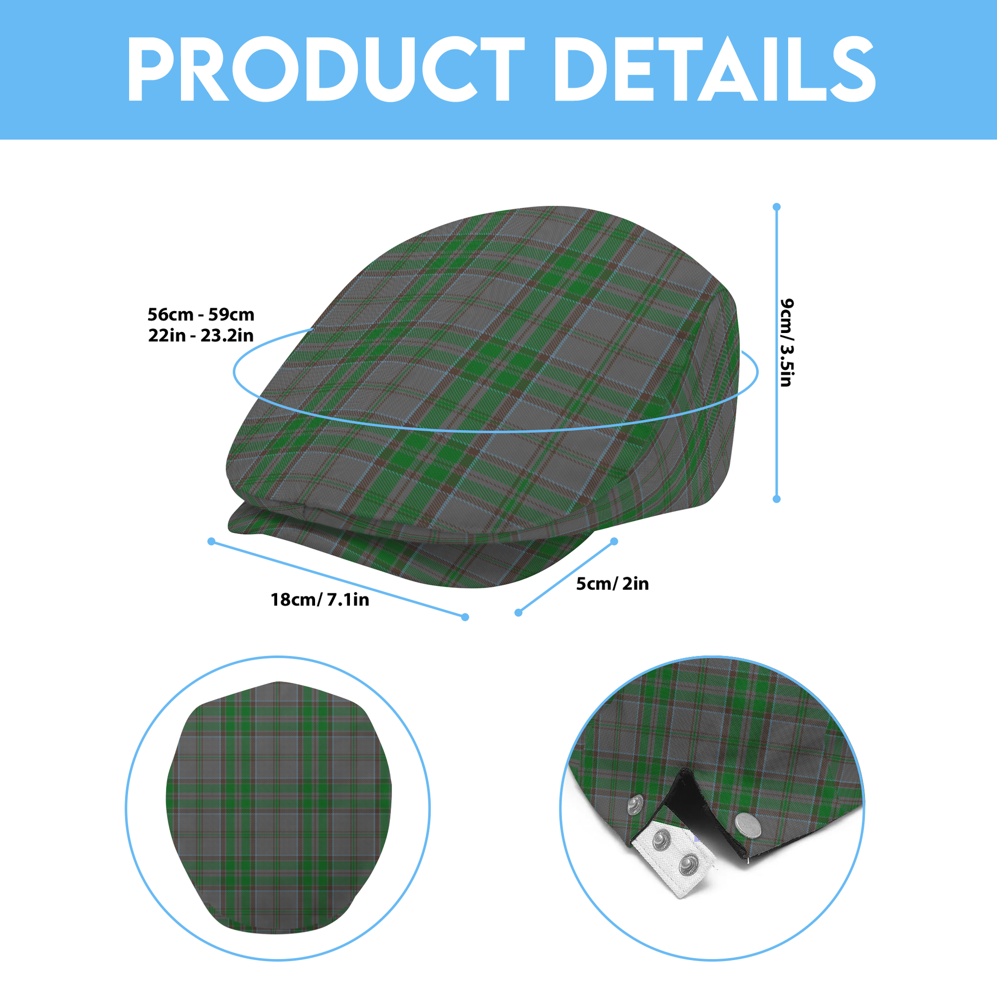 Irish County Wicklow Tartan Flat Cap
