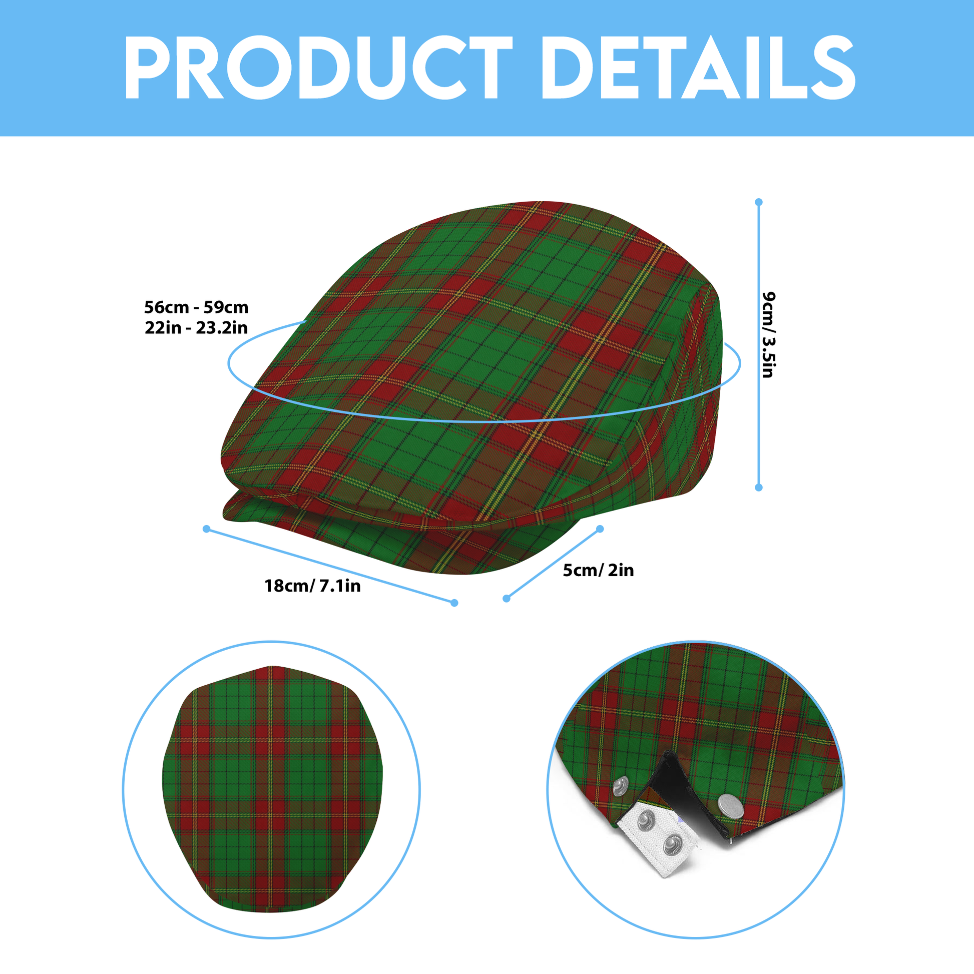 Irish Province Ulster Red Tartan Flat Cap