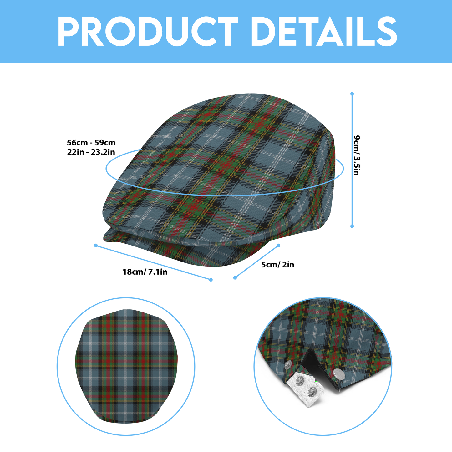 Clan Estes Tartan Flat Cap