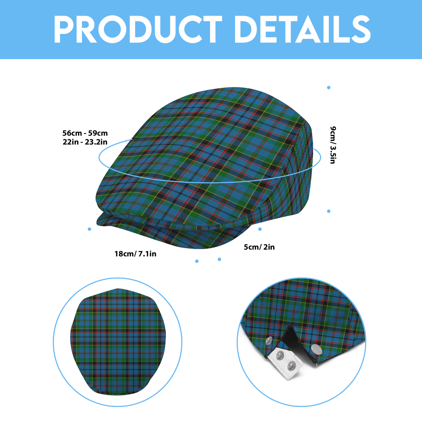 Clan Stinson Tartan Flat Cap