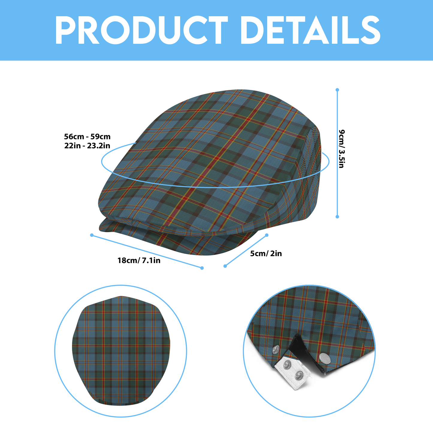 US State - Hawaii Tartan Flat Cap