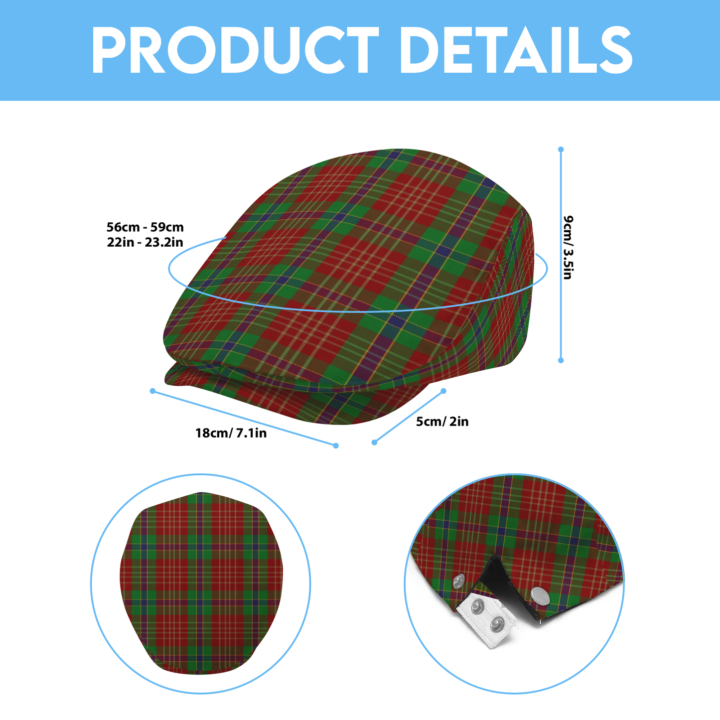 US State - Indiana Cardinal Tartan Flat Cap
