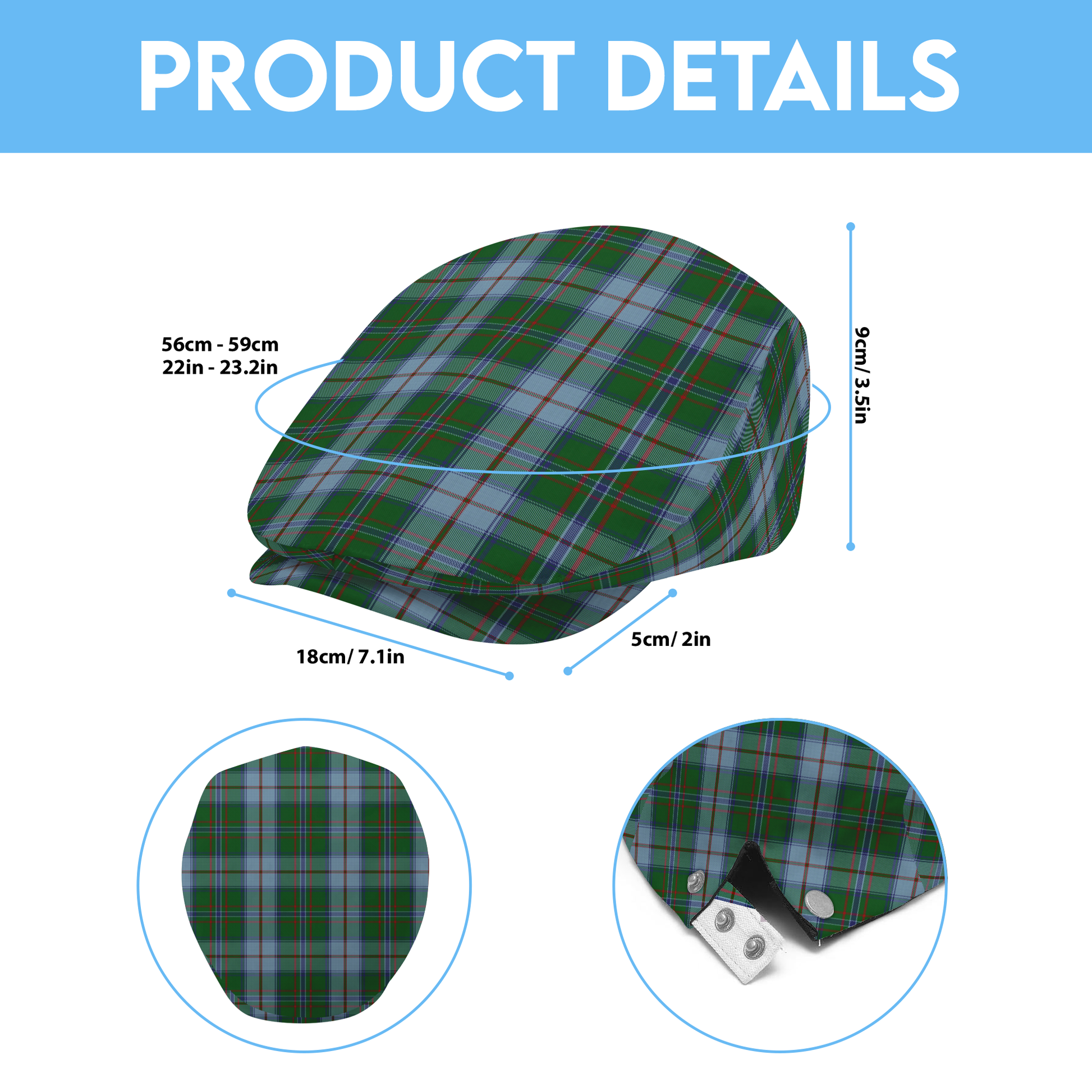 US State - Maine Tartan Flat Cap