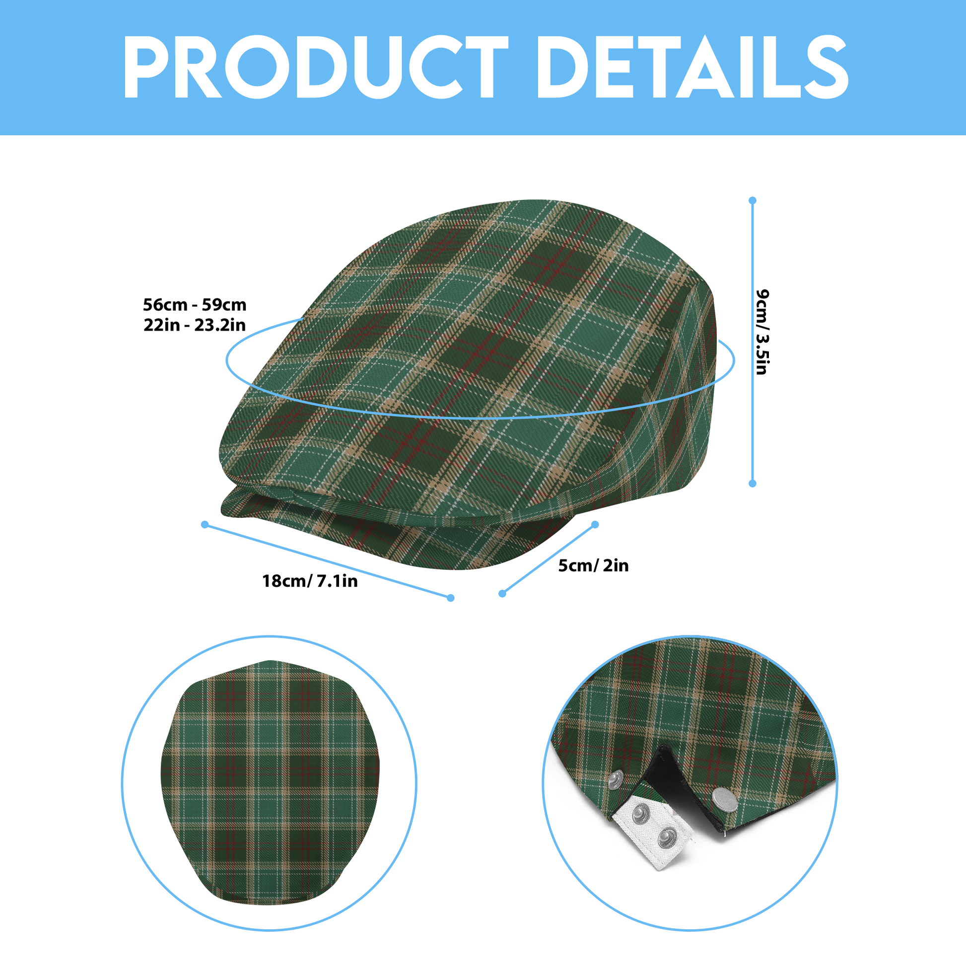 US State - Michigan Tartan Flat Cap