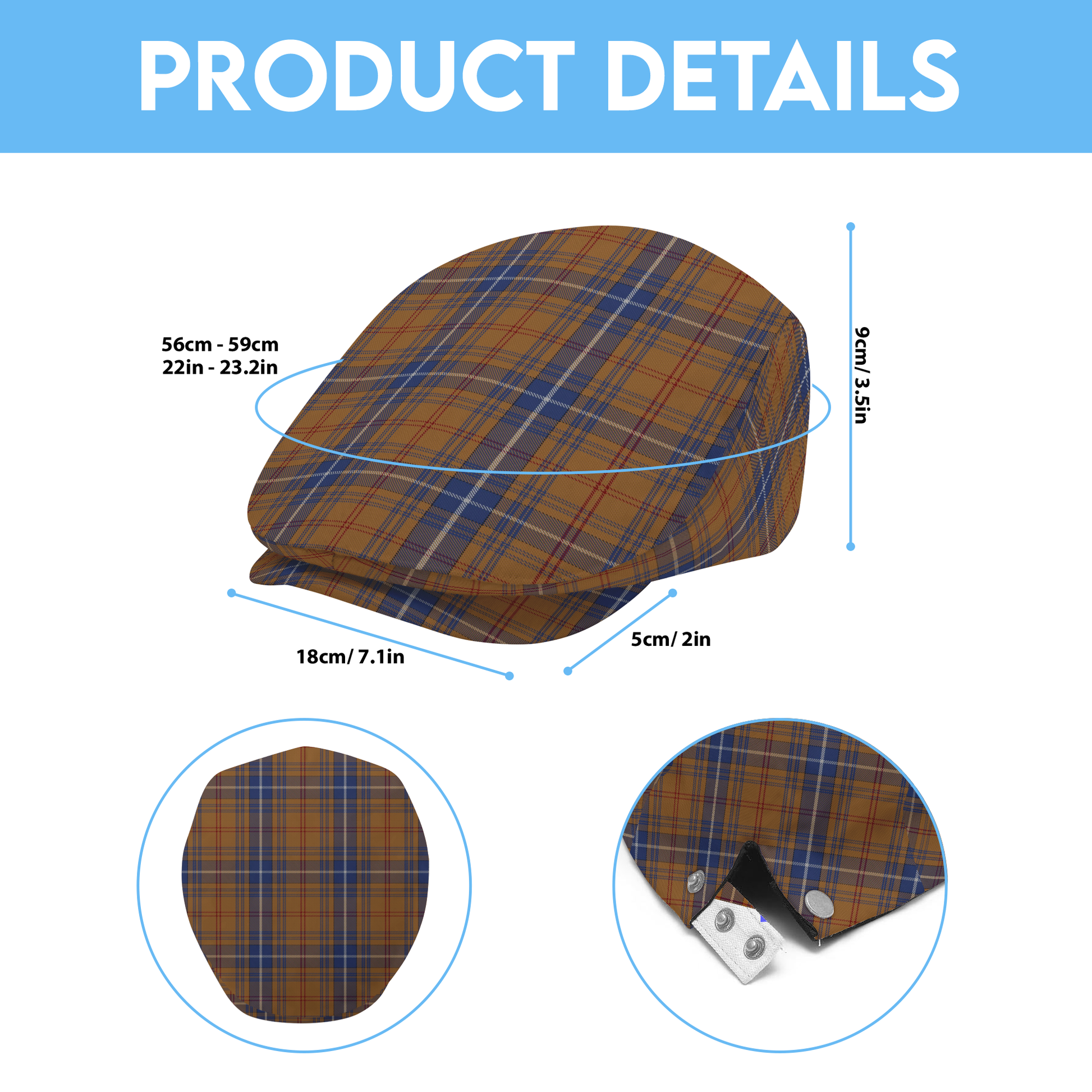 US State - New Jersey Tartan Flat Cap