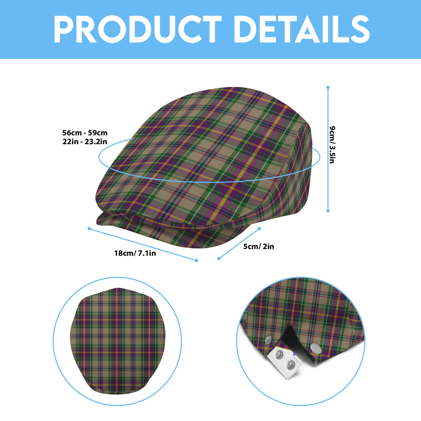 US State - Oregon Tartan Flat Cap