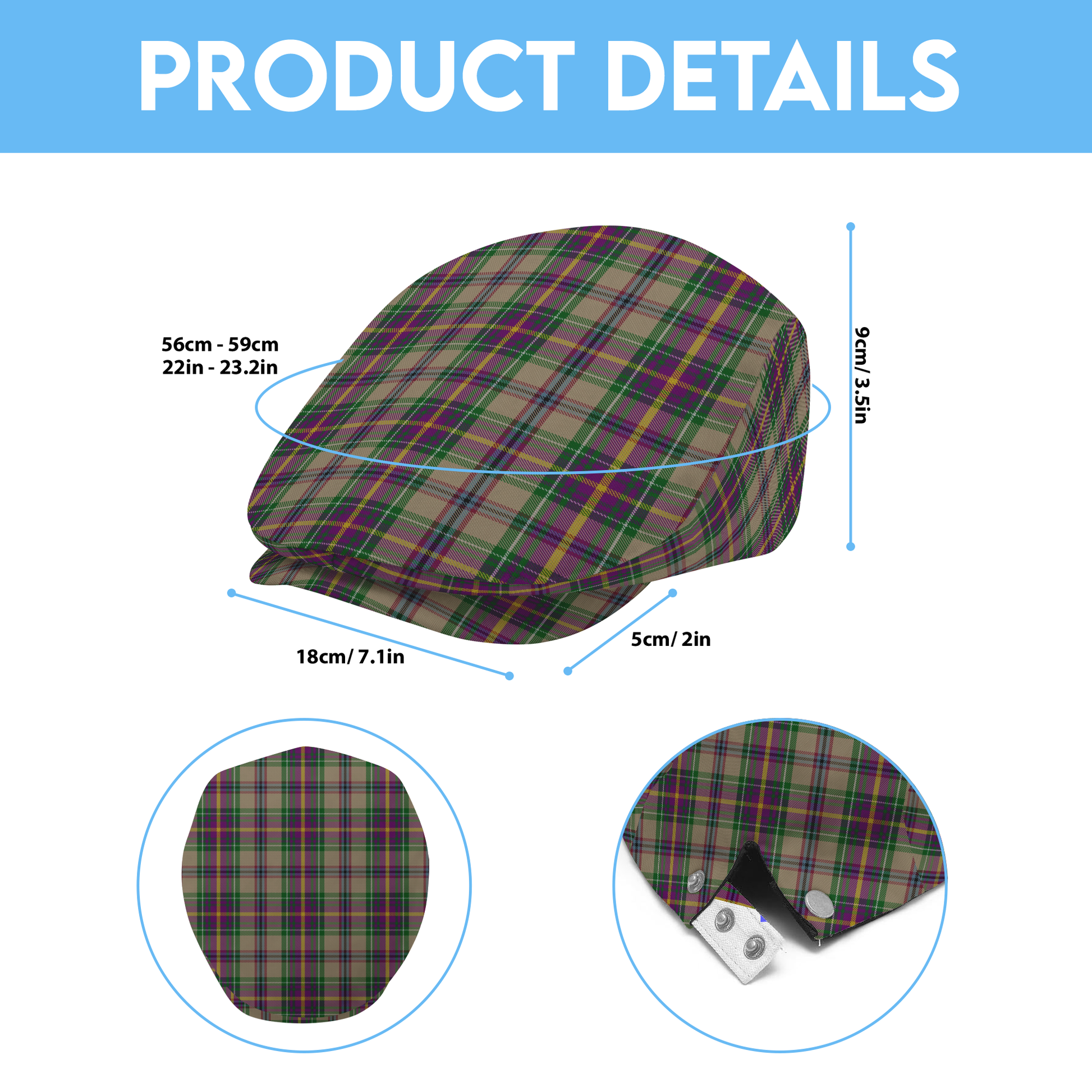 US State - Oregon Tartan Flat Cap
