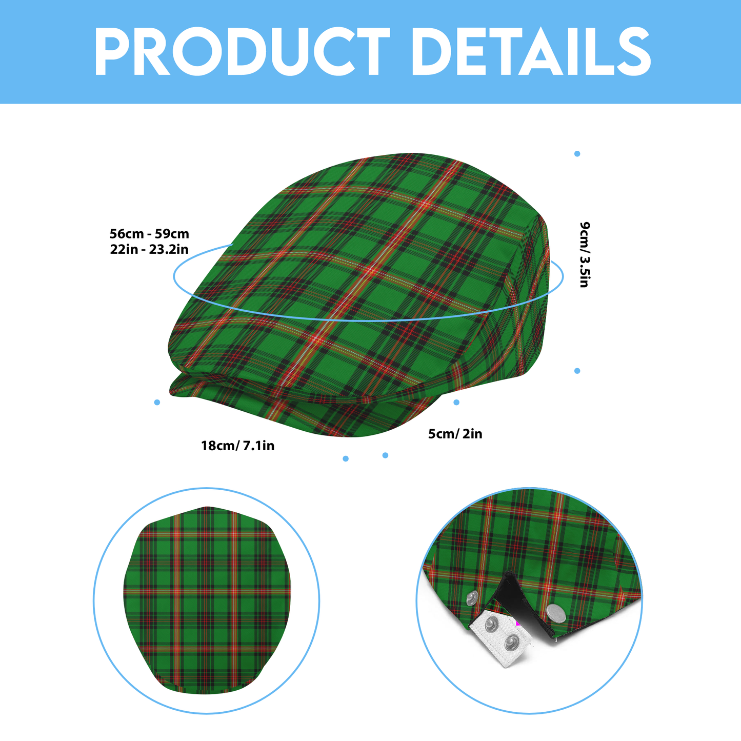 Clan Kinnear Tartan Flat Cap