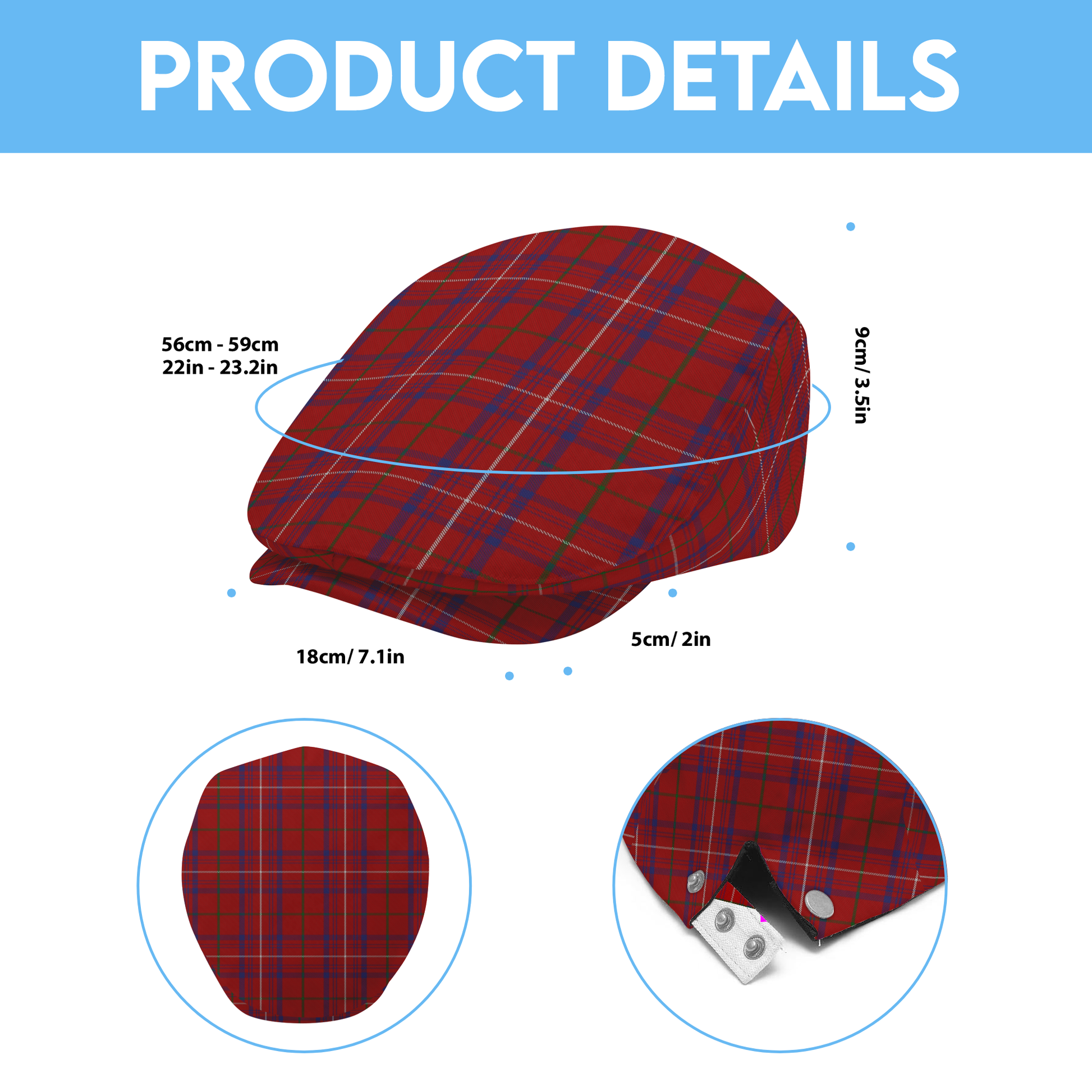 Clan Rose Tartan Flat Cap