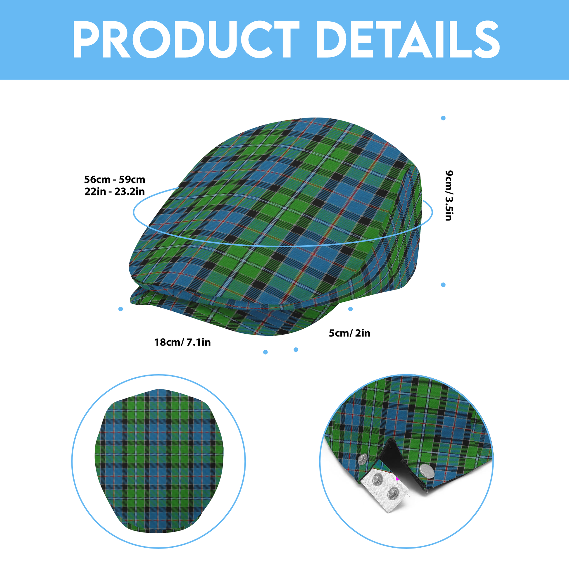 Clan Stirling Tartan Flat Cap