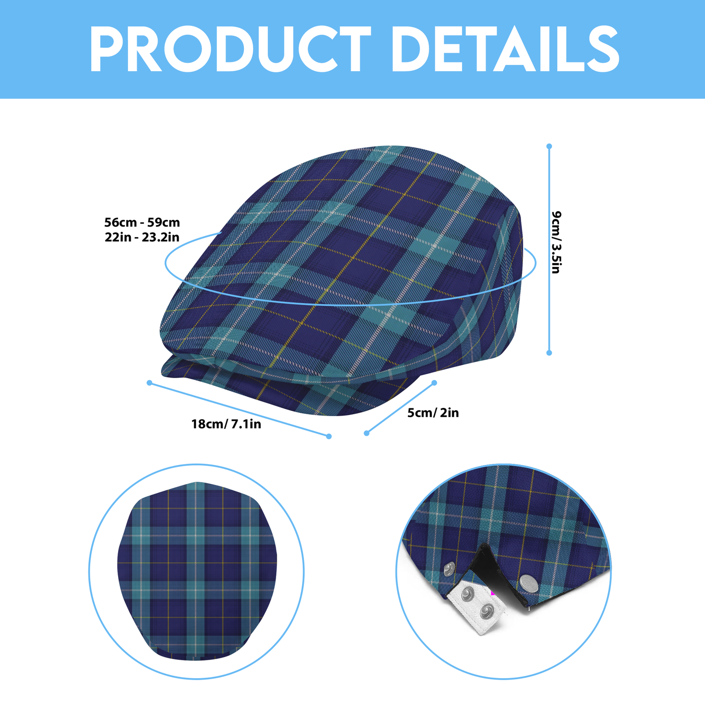 Blue Knights Tartan Flat Cap