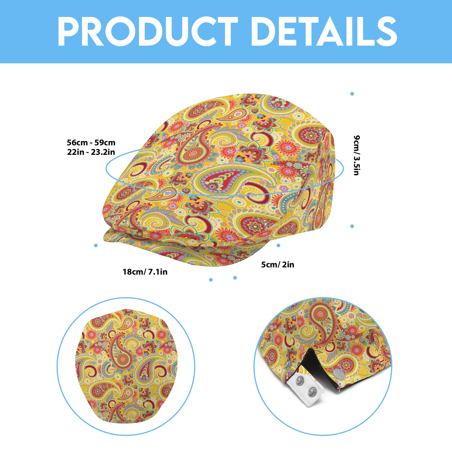 Paisley Yellow Flat Cap