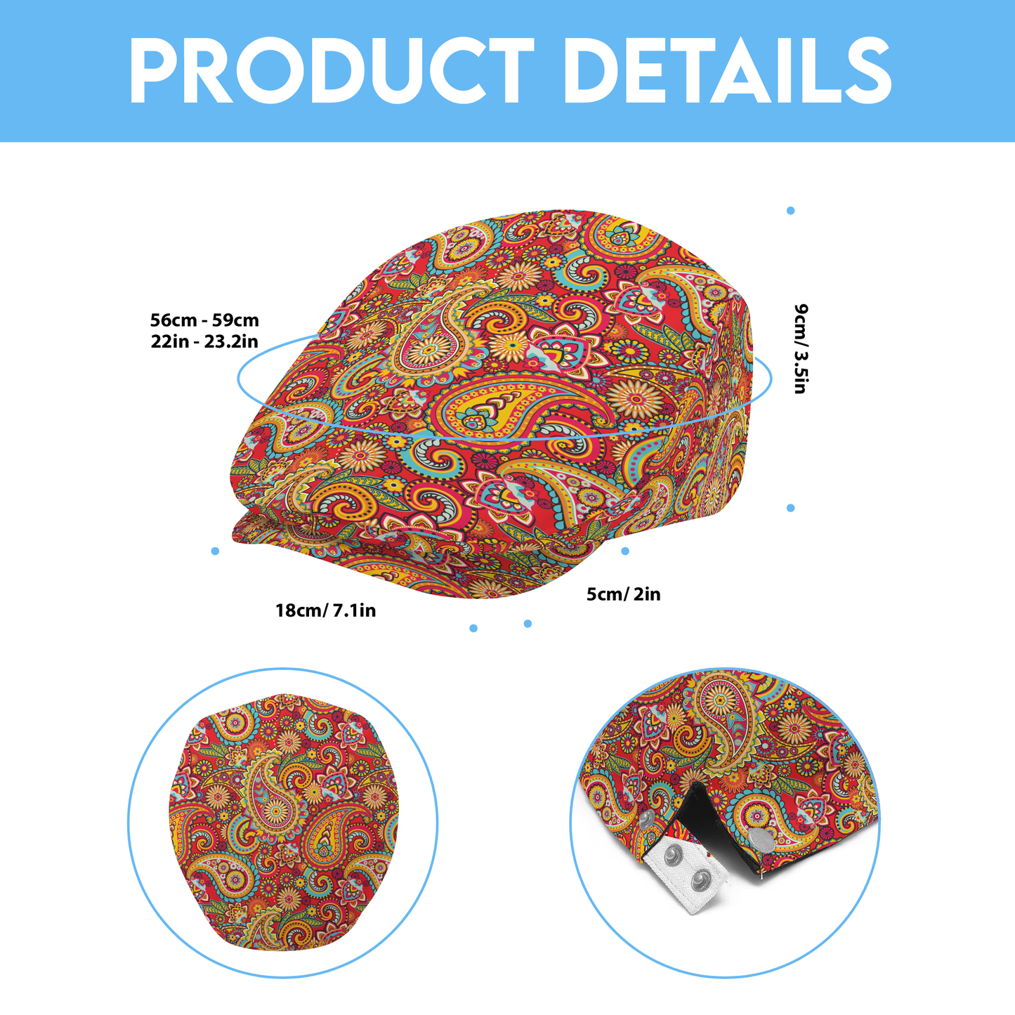 Paisley Red Flat Cap