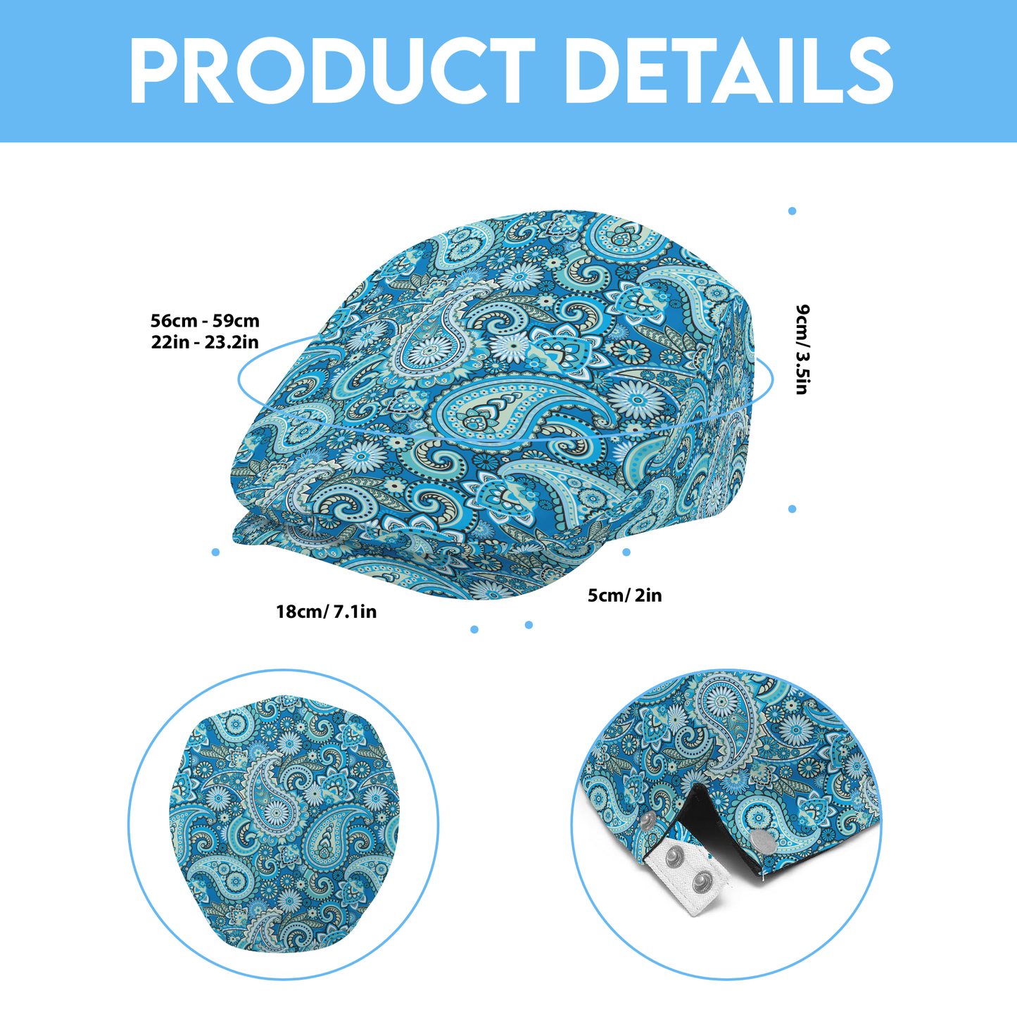 Paisley Blue Flat Cap