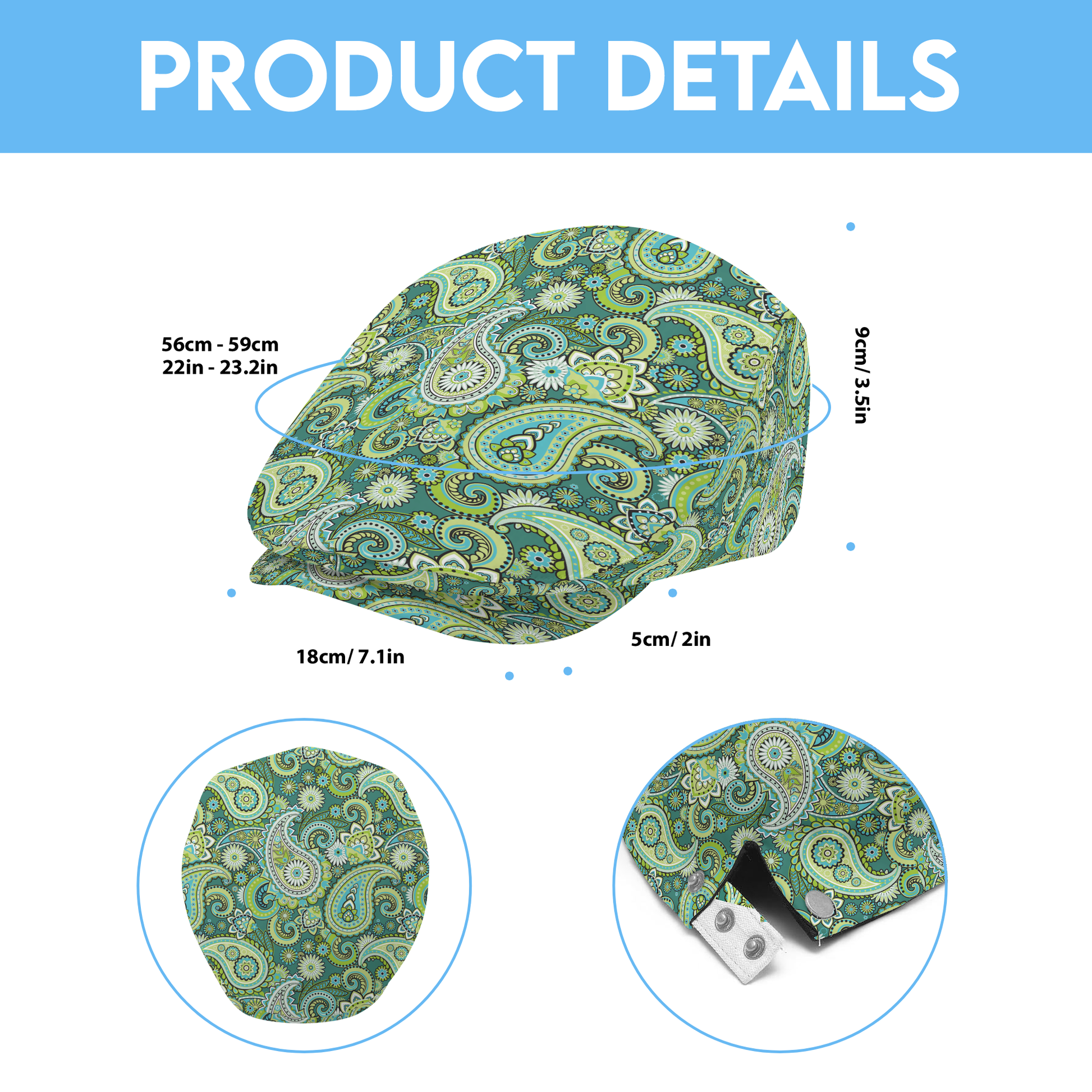 Paisley Green Flat Cap
