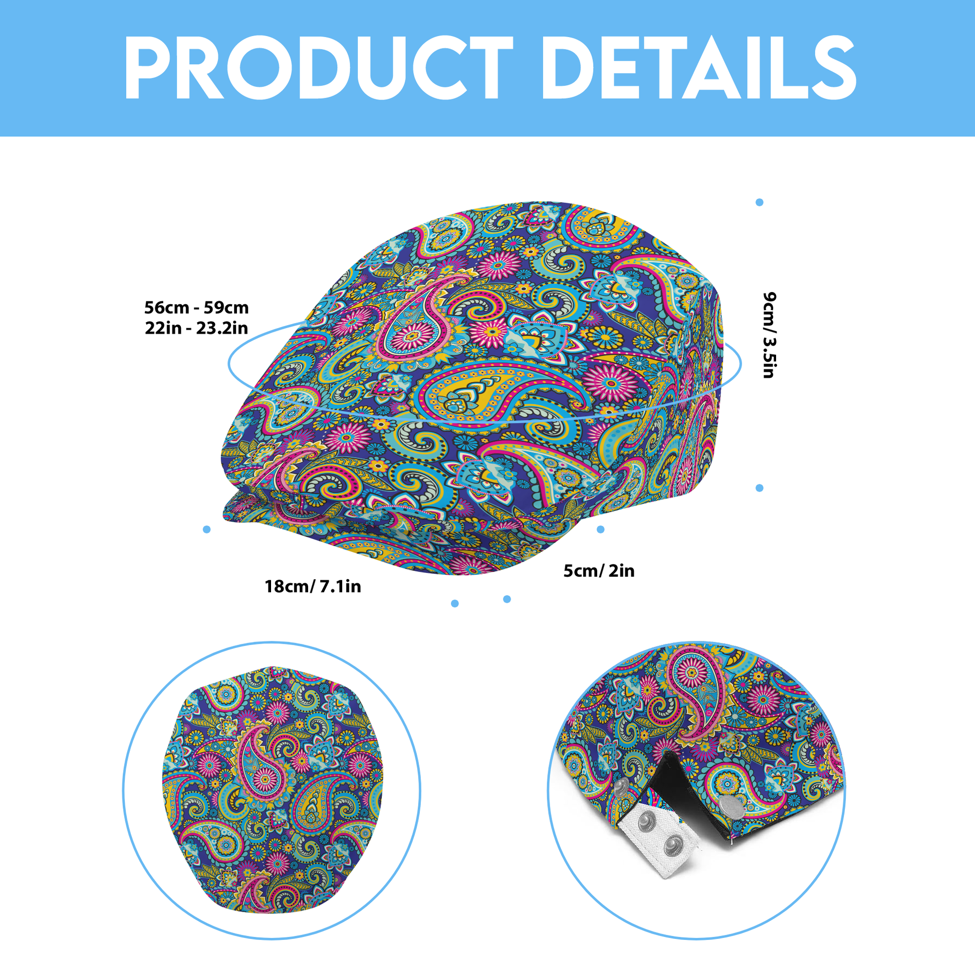 Paisley Multi Colour Flat Cap