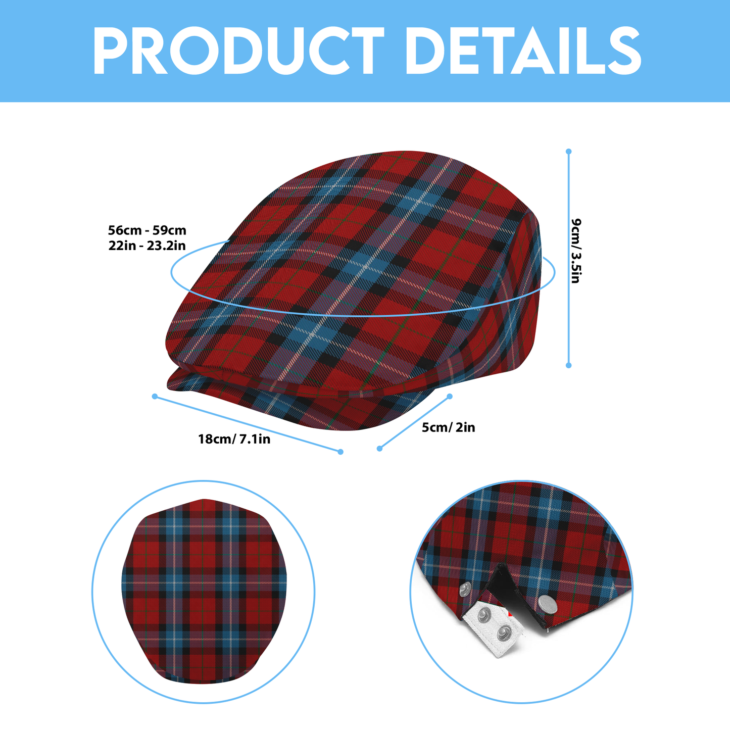 Clan Baillie of Polkemmet Red Tartan Flat Cap