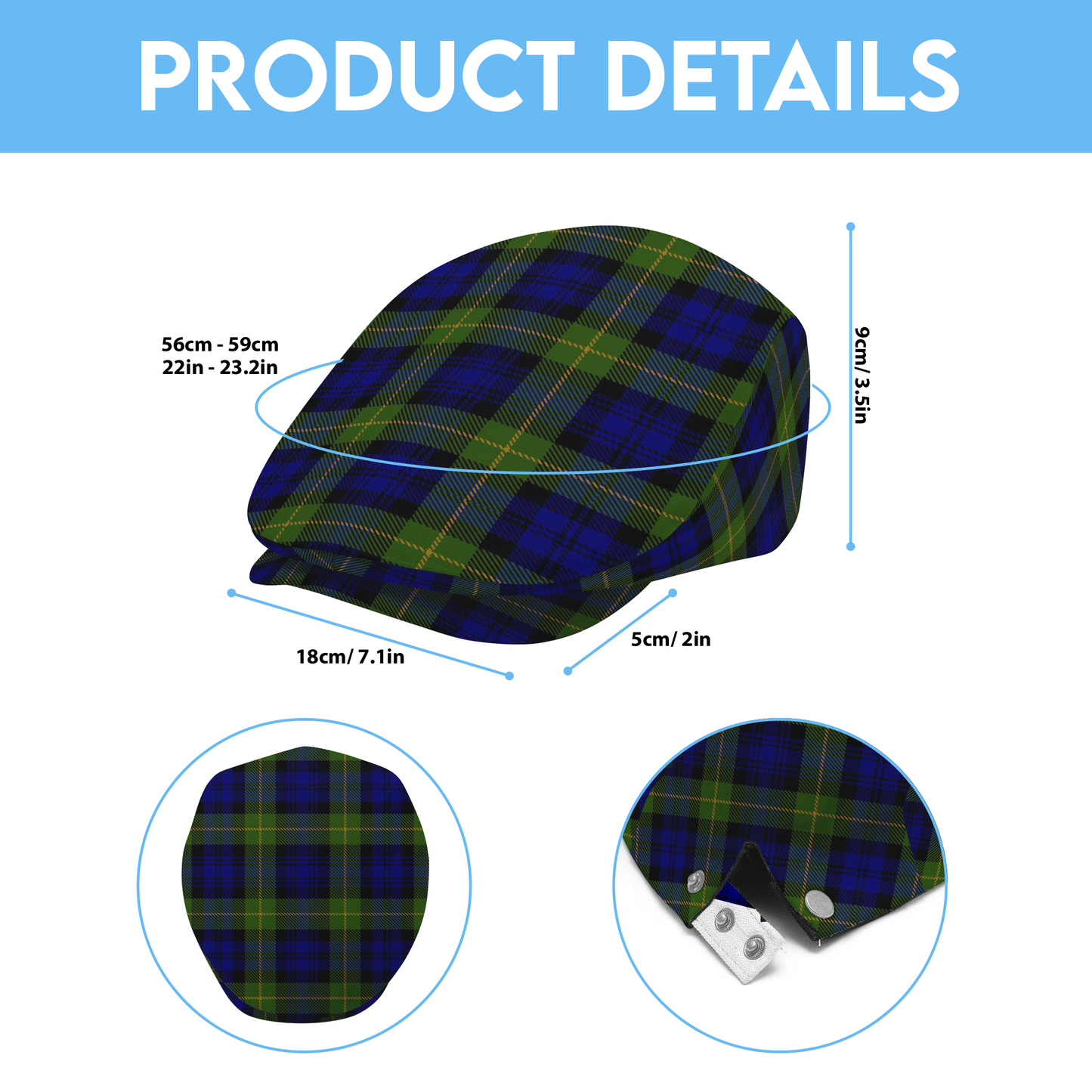 Gordon Highlanders Tartan Flat Cap