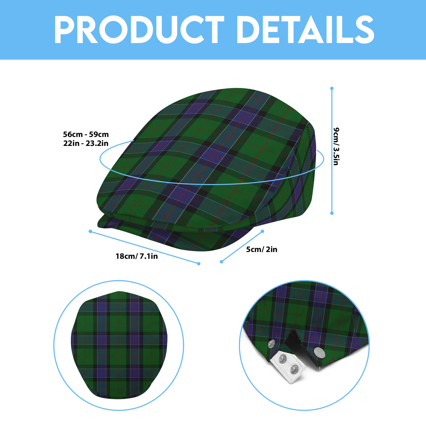 Clan Sinclair Hunting Tartan Flat Cap