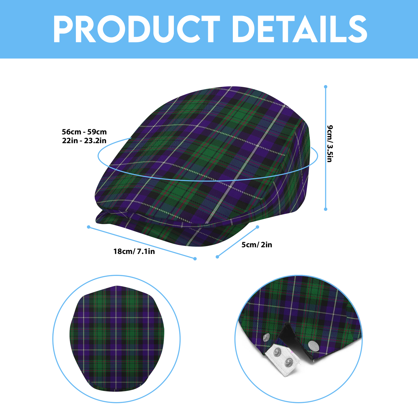 Clan MacRae Hunting Tartan Flat Cap