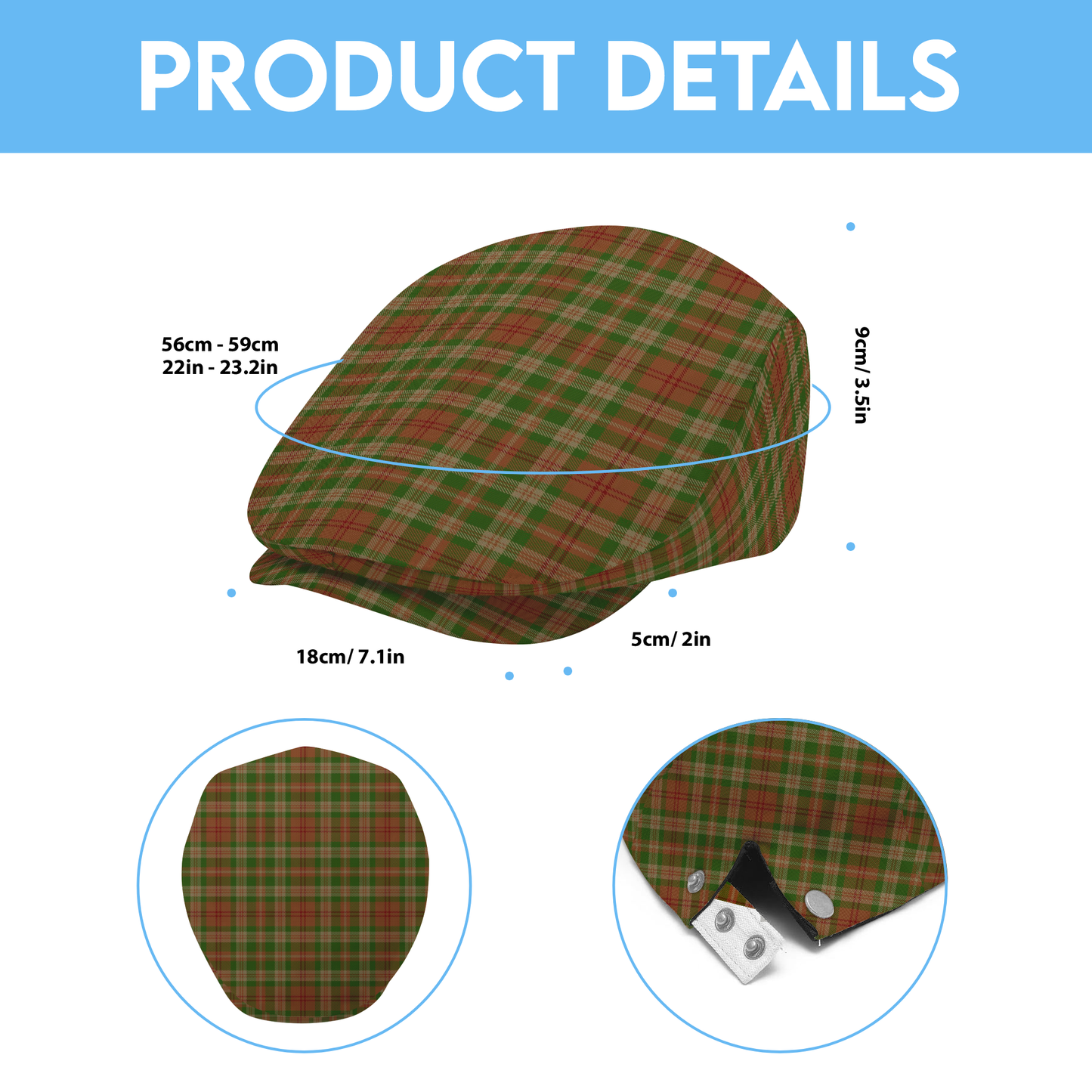 Clan Pierce Tartan Flat Cap