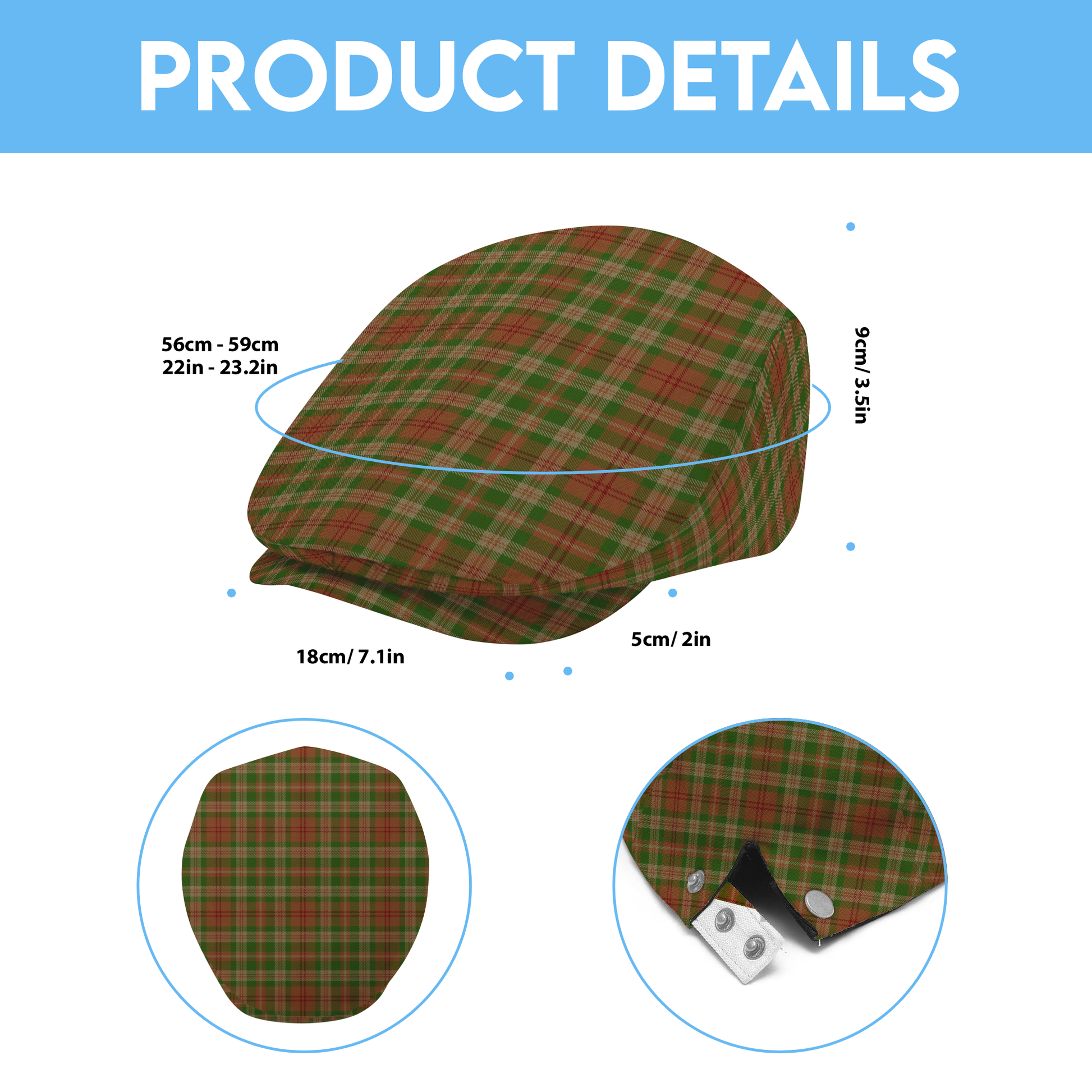 Clan Pierce Tartan Flat Cap