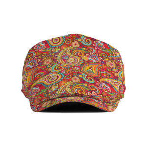 Paisley Red Flat Cap