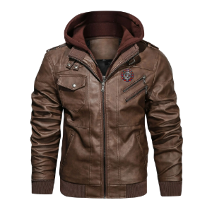 Clan Robertson Crest & Tartan PU Leather Hooded Jacket
