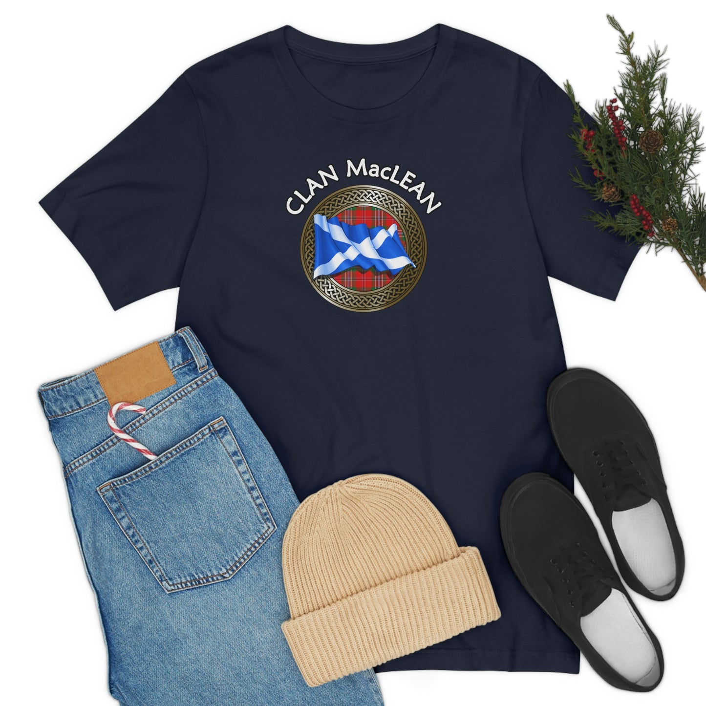 Clan MacLean Tartan Knot & Flag T-Shirt